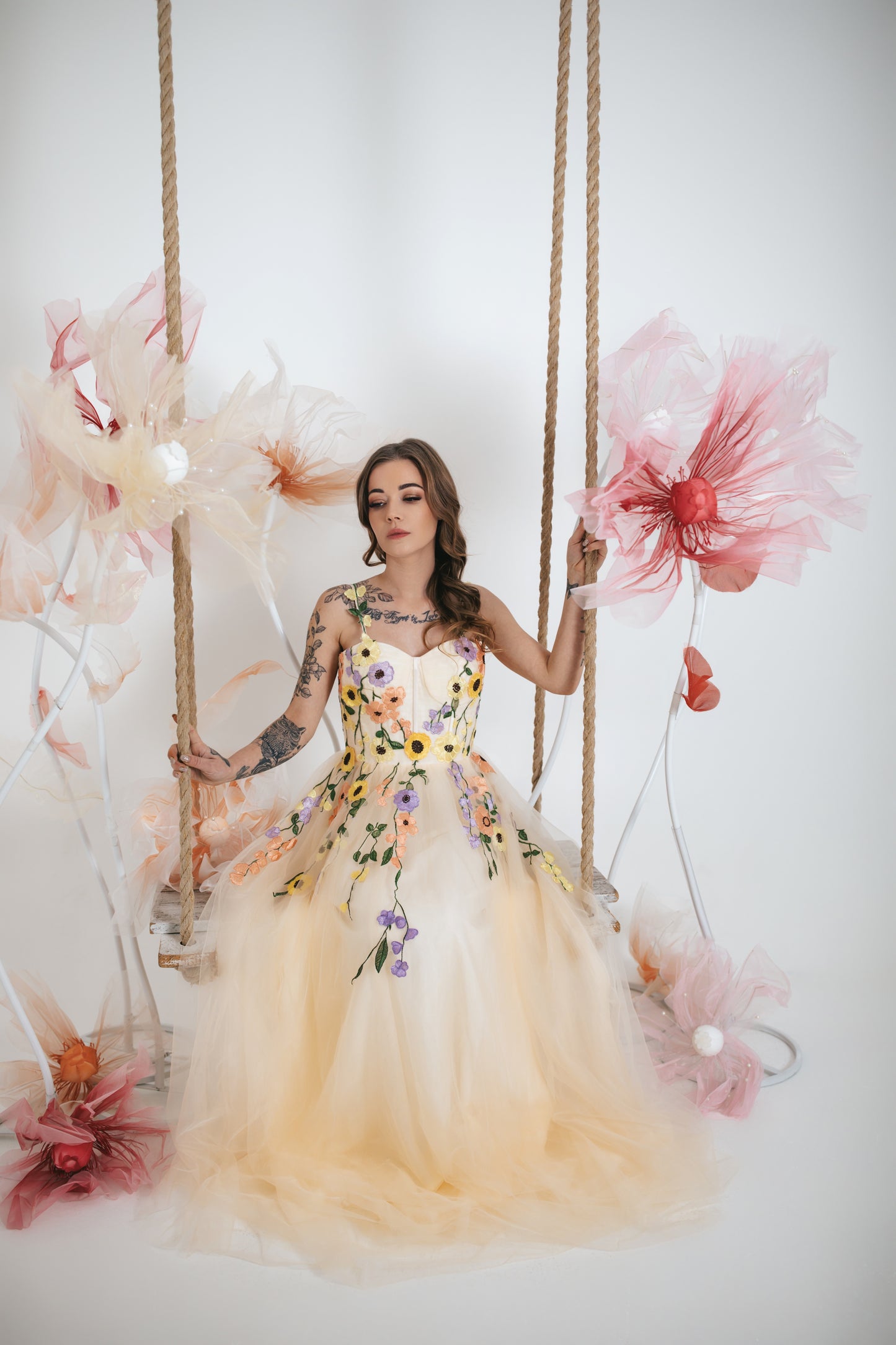 Tulle Dress With Spring Flowers