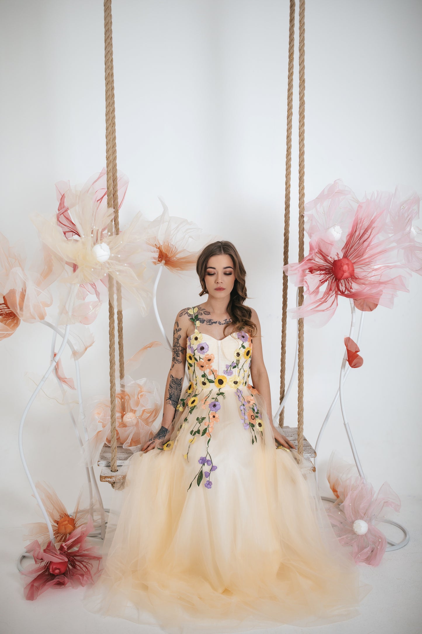 Tulle Dress With Spring Flowers