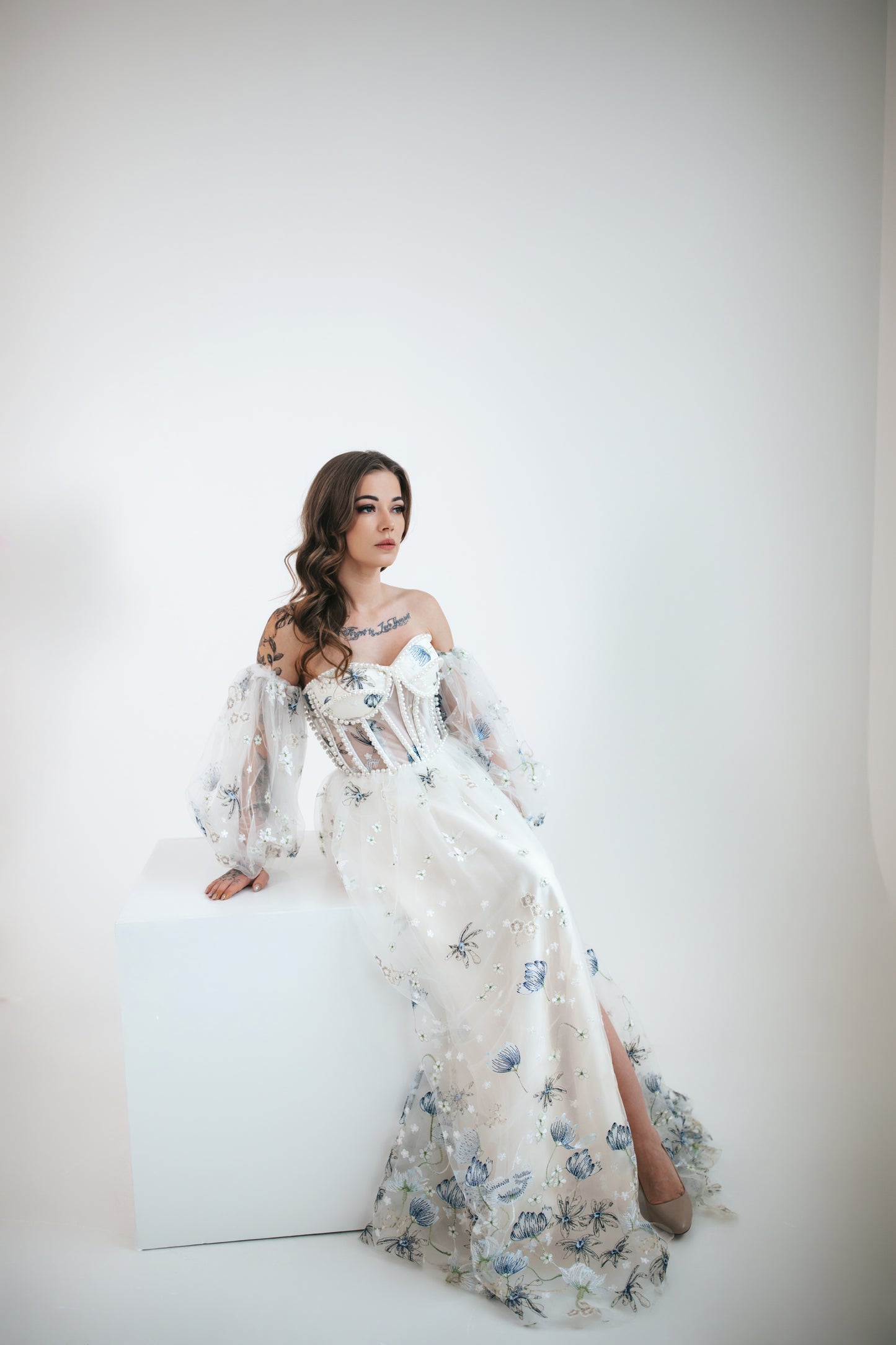 Cornflower Gown With Pearls