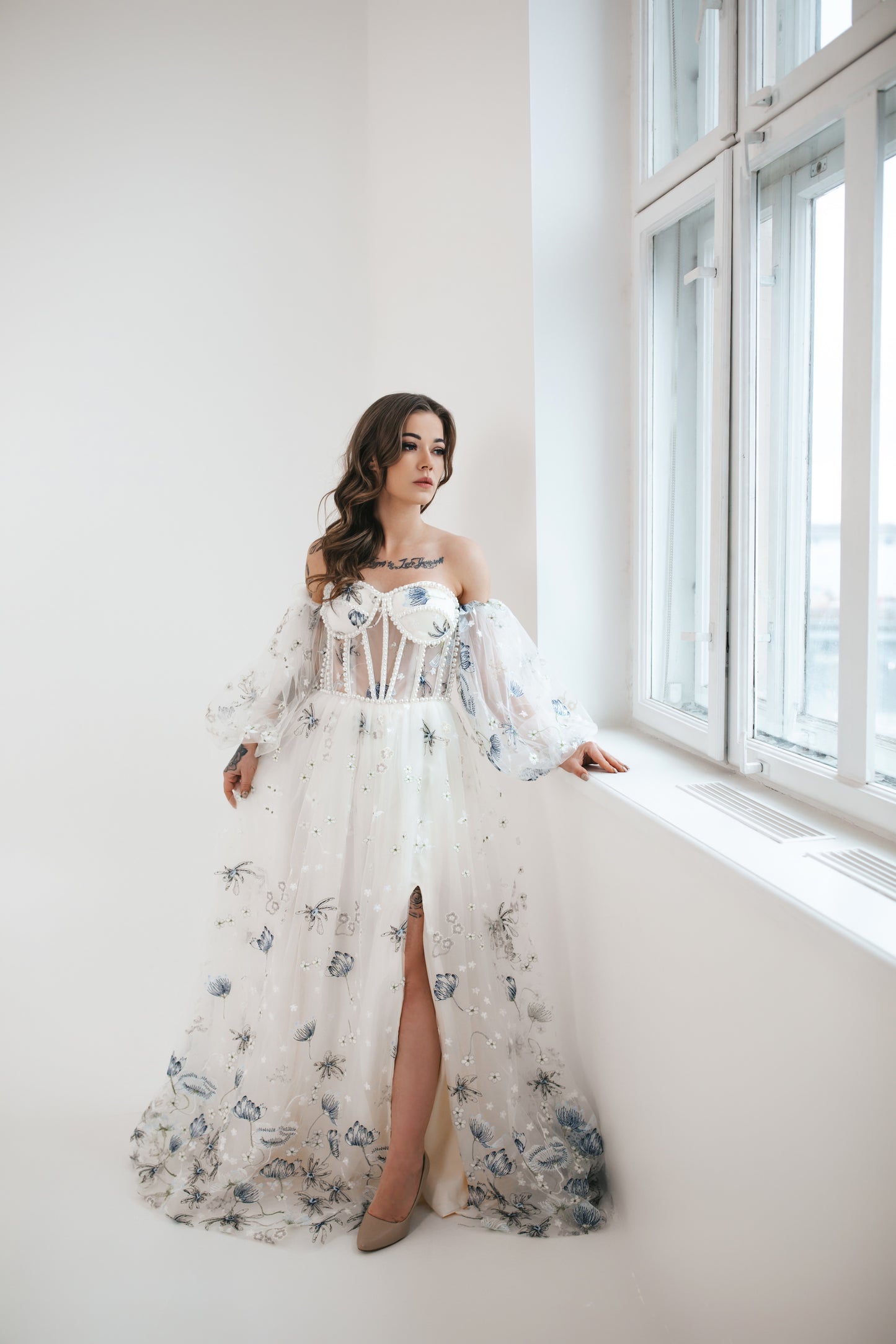 Cornflower Gown With Pearls