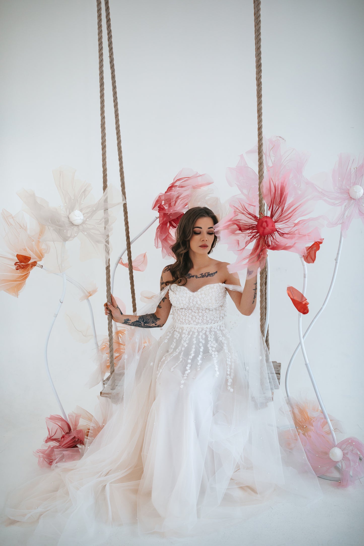 Romantic Gown With Pearls And Flowers