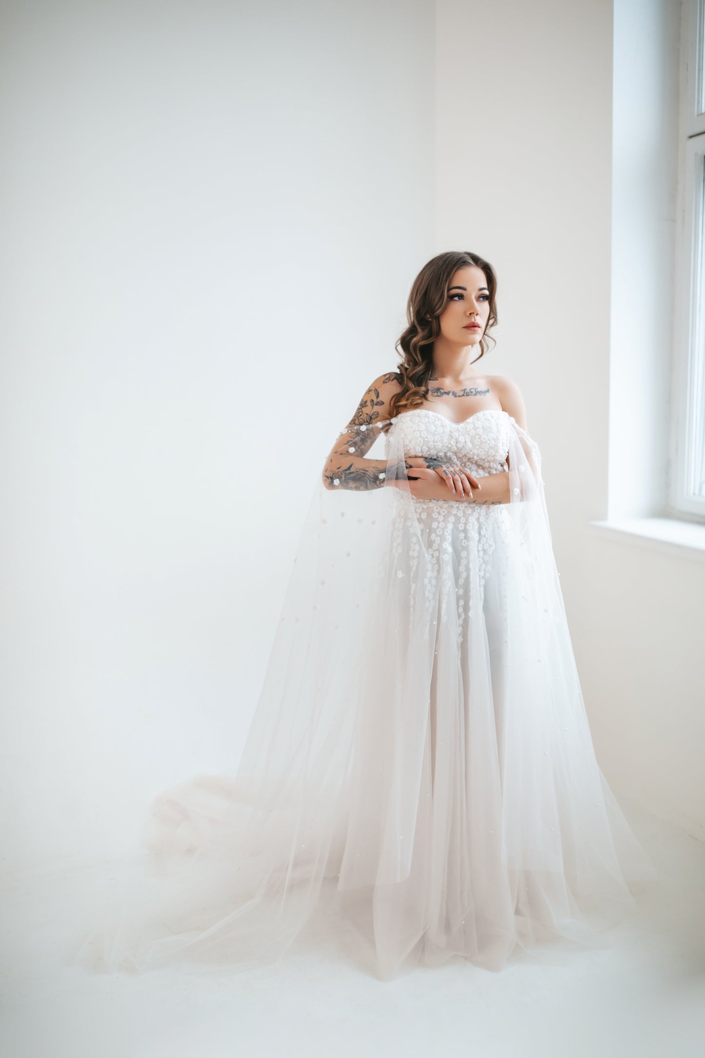 Romantic Gown With Pearls And Flowers