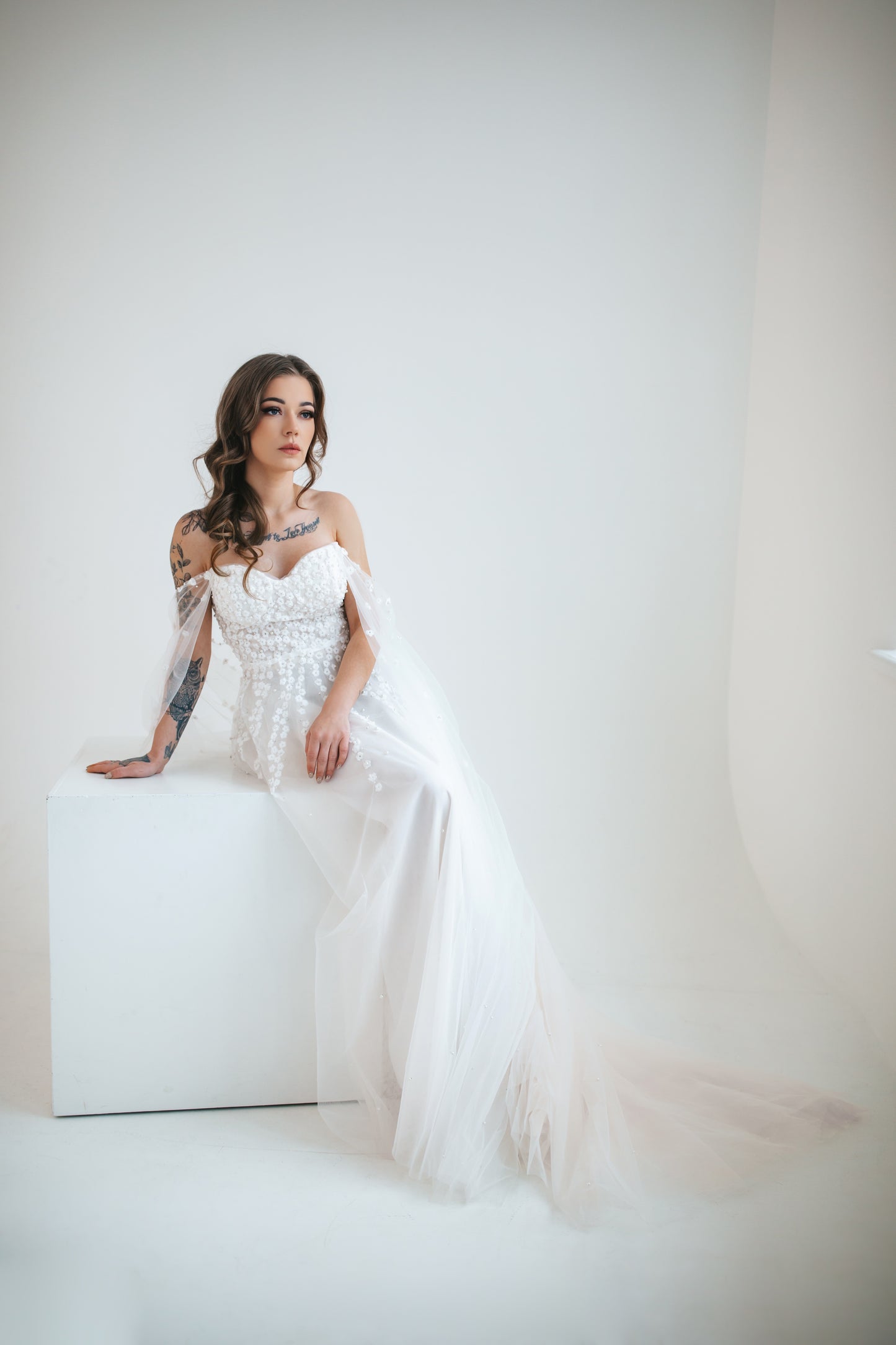 Romantic Gown With Pearls And Flowers