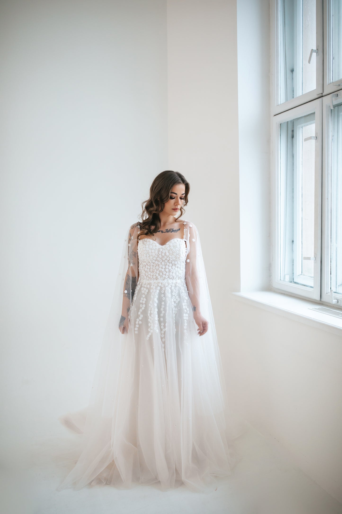 Romantic Gown With Pearls And Flowers