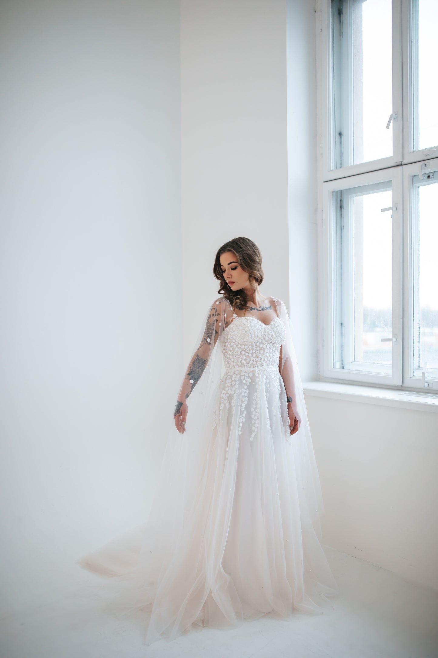 Romantic Gown With Pearls And Flowers