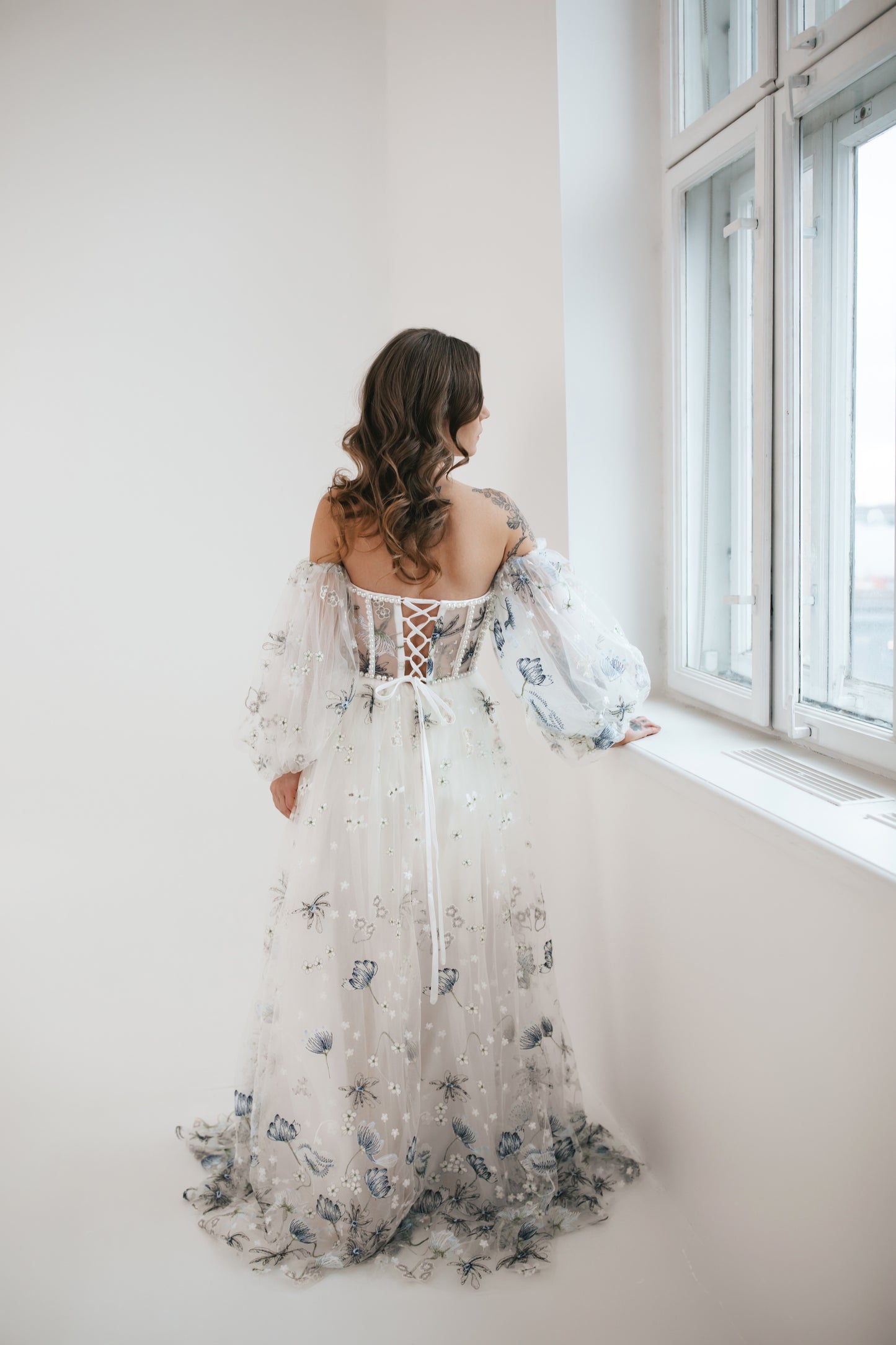 Cornflower Gown With Pearls