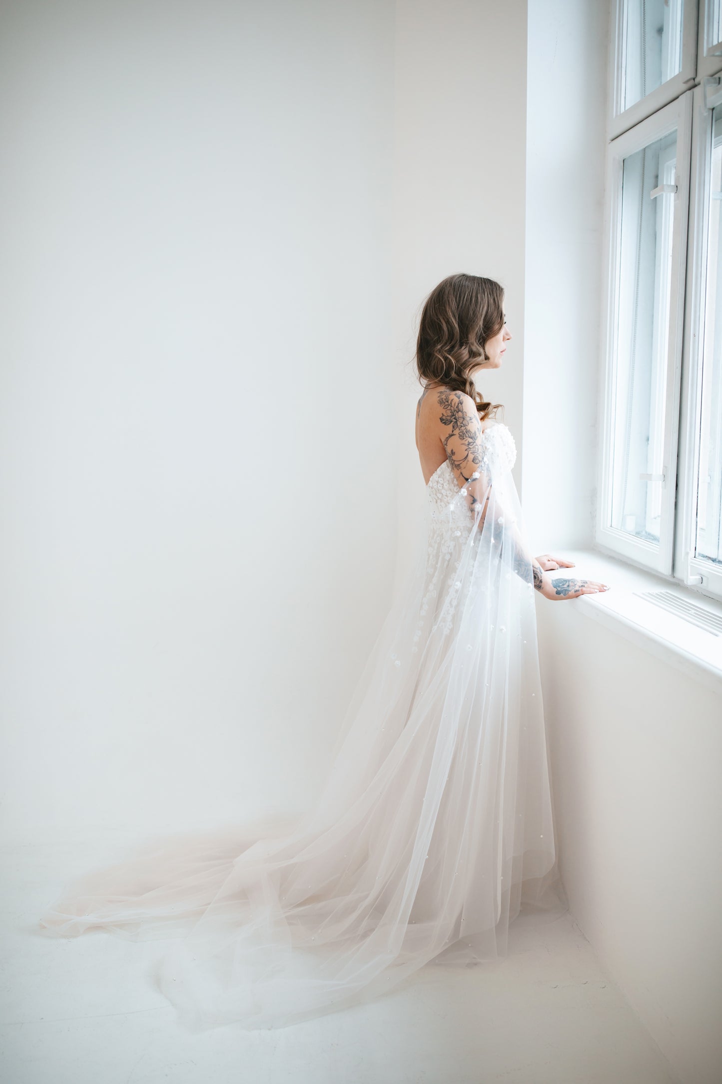 Romantic Gown With Pearls And Flowers