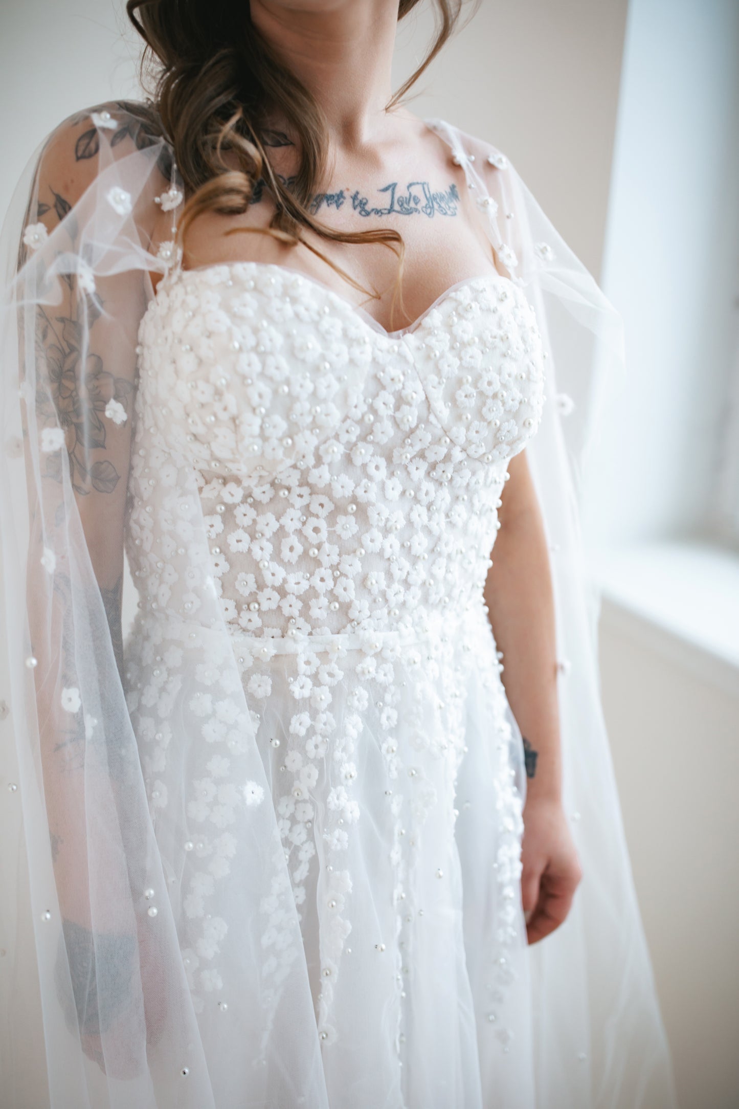 Romantic Gown With Pearls And Flowers