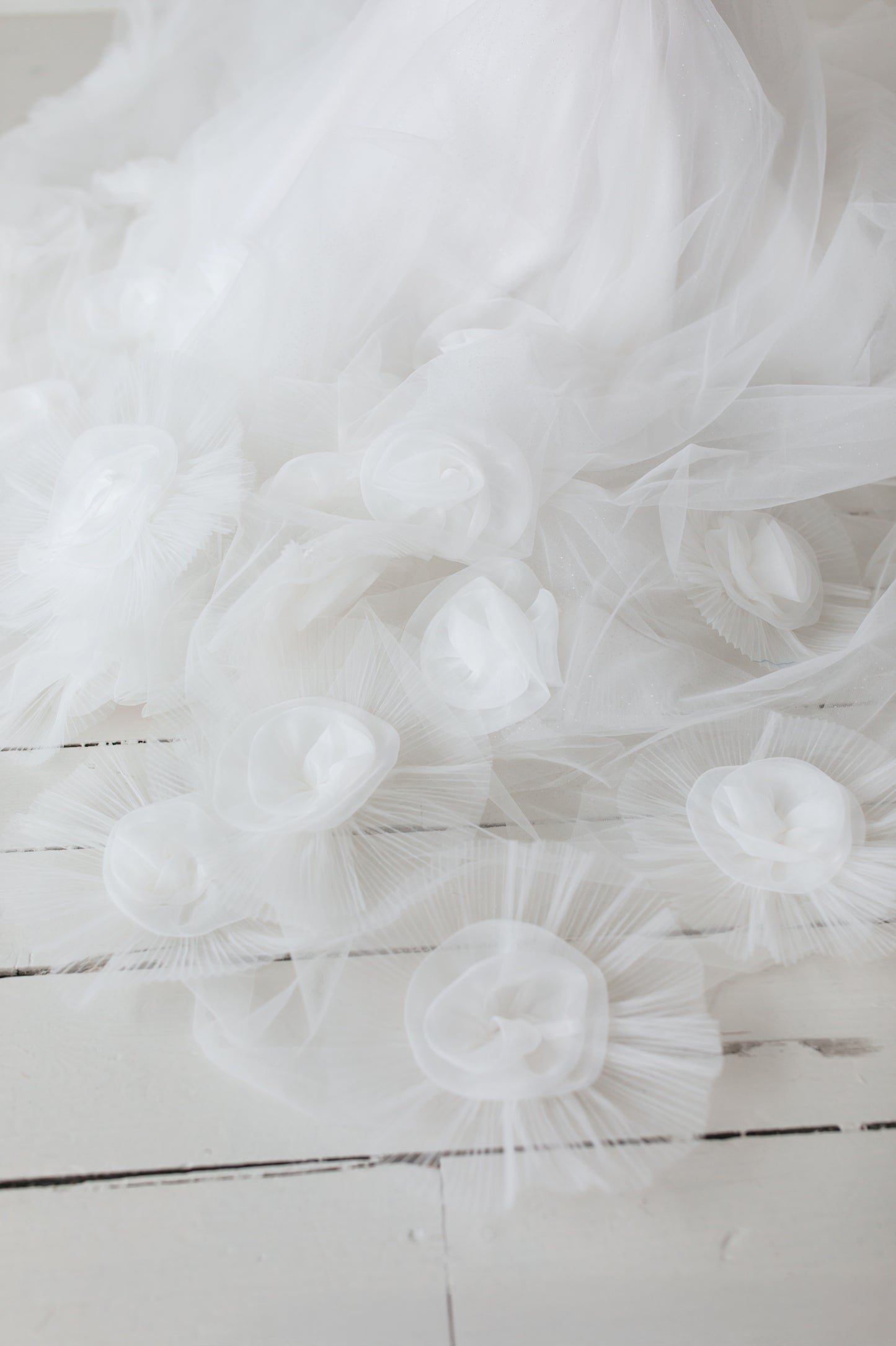 Ruffled Wedding Gown With 3D Flowers