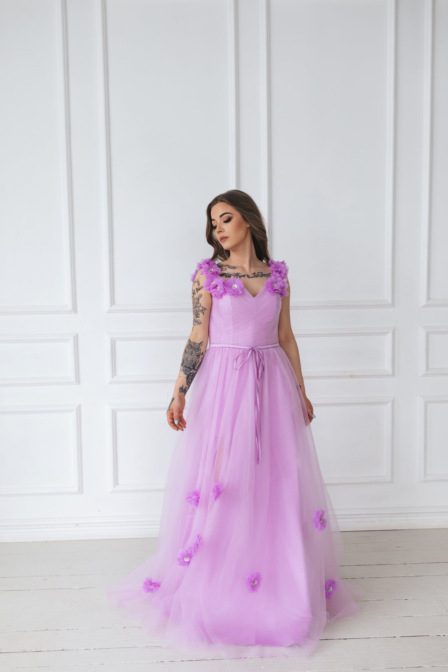 Light Purple Gown With Flowers