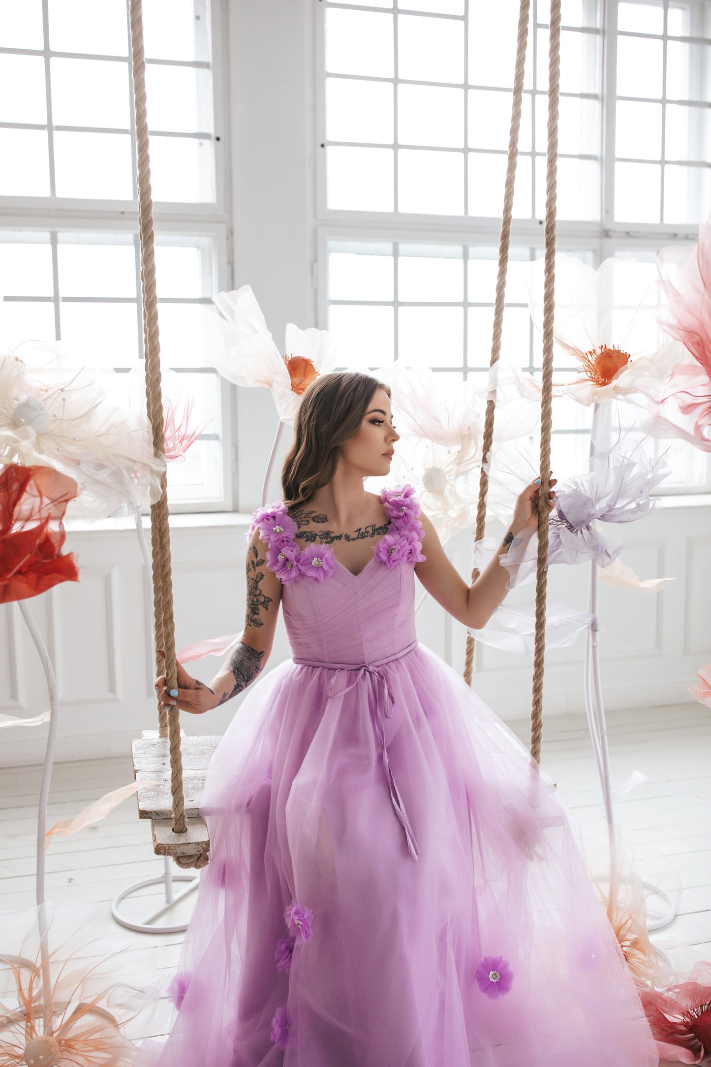 Light Purple Gown With Flowers