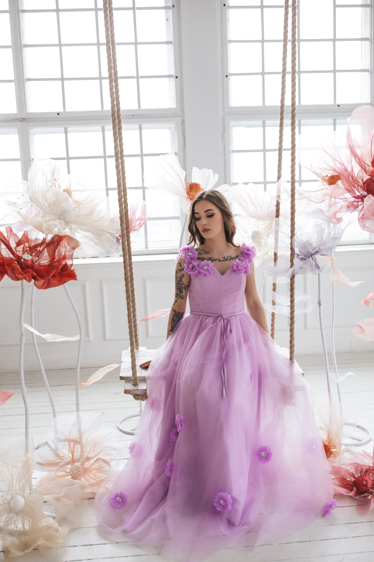 Light Purple Gown With Flowers