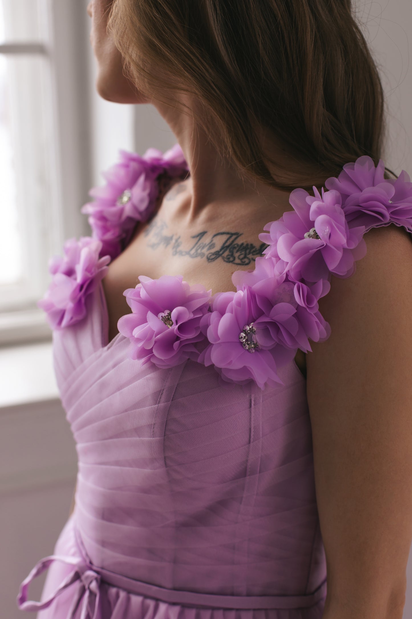 Light Purple Gown With Flowers