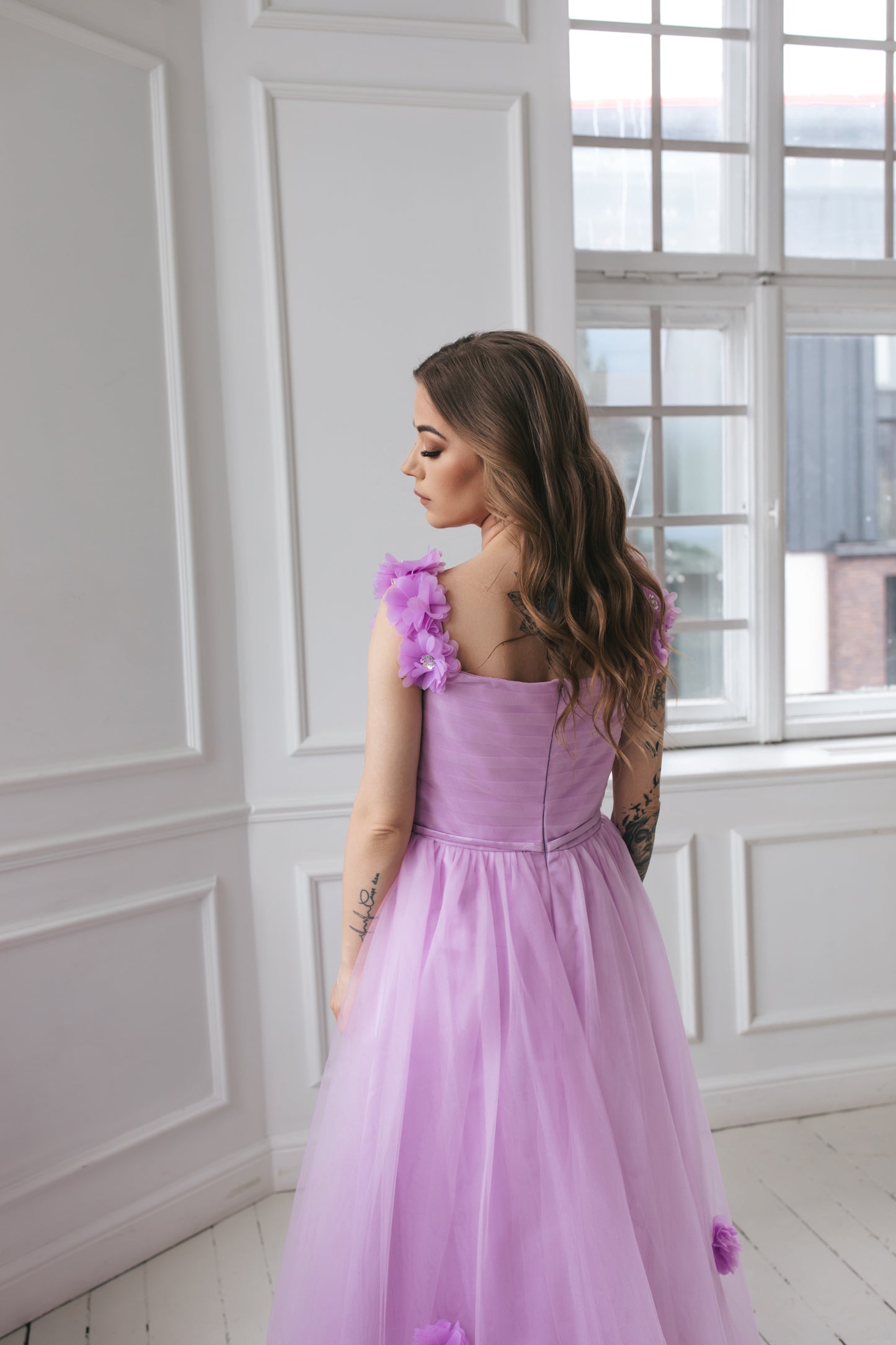 Light Purple Gown With Flowers