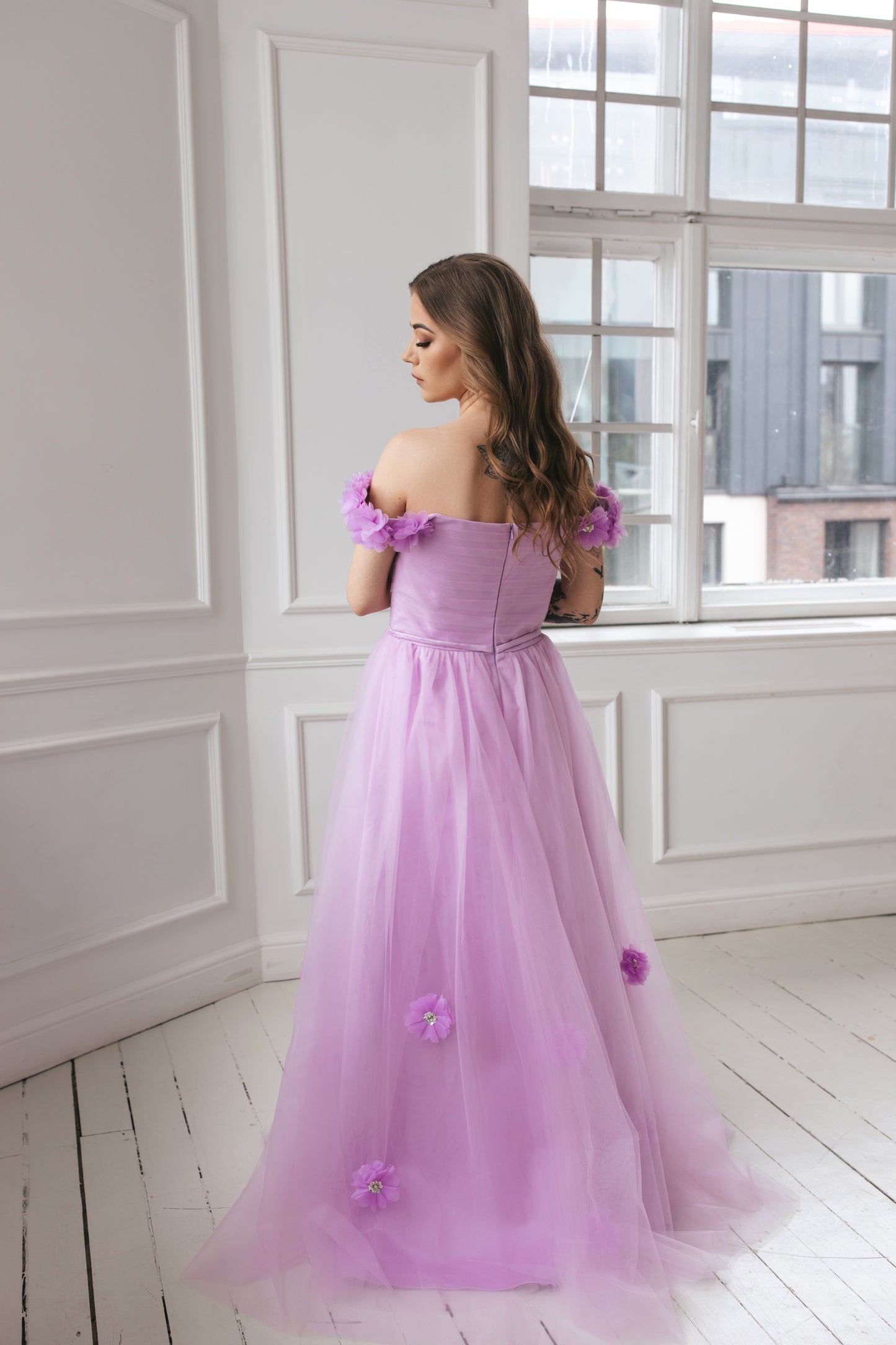 Light Purple Gown With Flowers