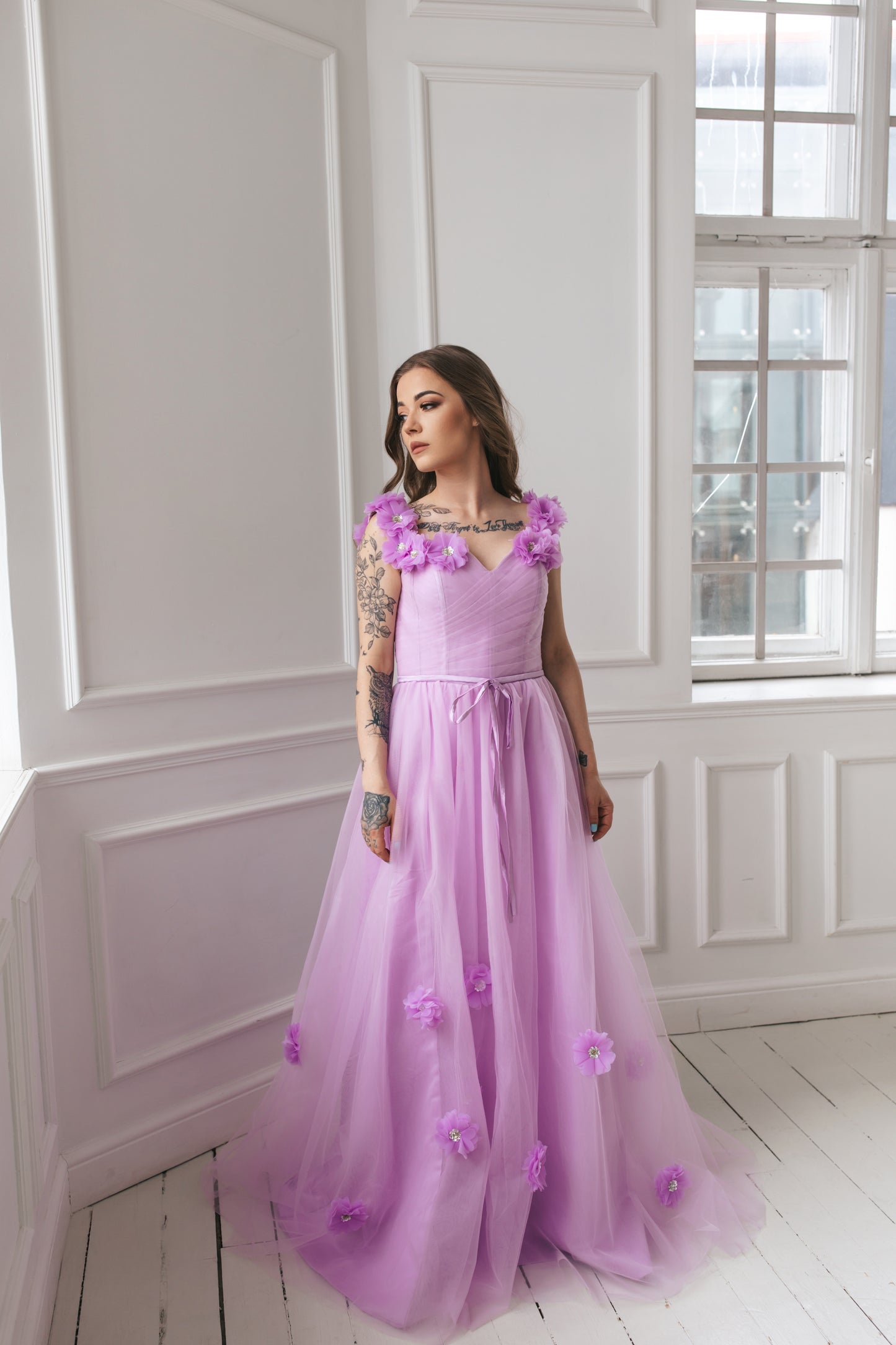 Light Purple Gown With Flowers