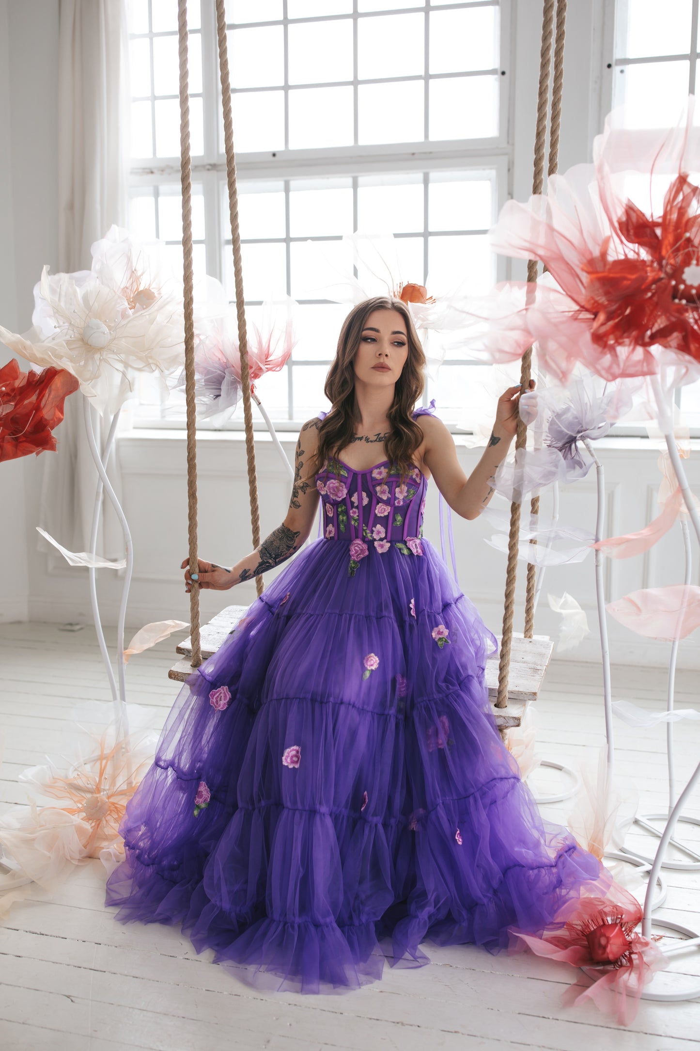 Violet Gown With Flowers