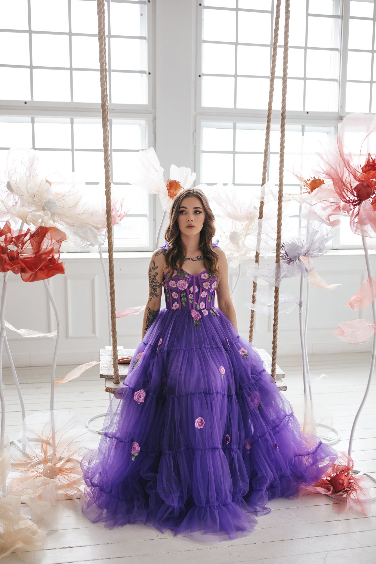 Violet Gown With Flowers