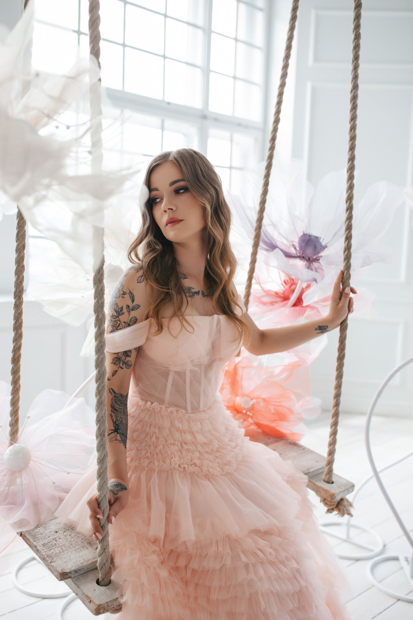 Romantic Tulle Gown With Ruffles
