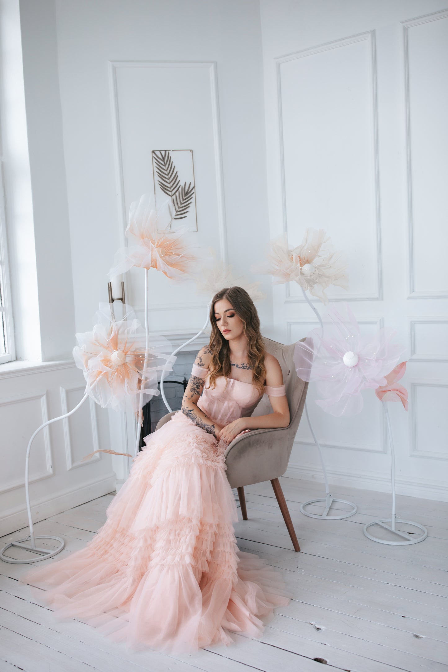 Romantic Tulle Gown With Ruffles