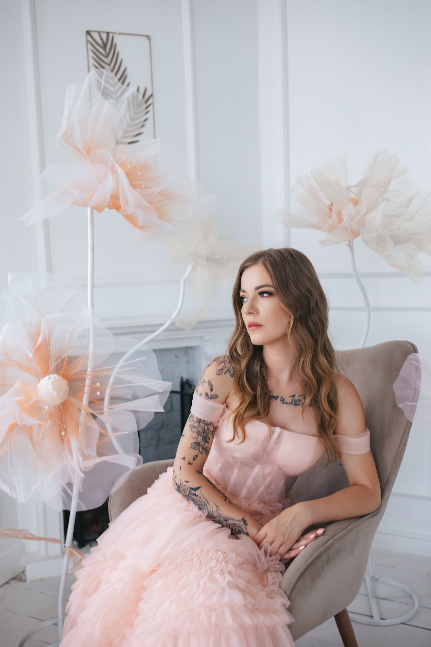 Romantic Tulle Gown With Ruffles