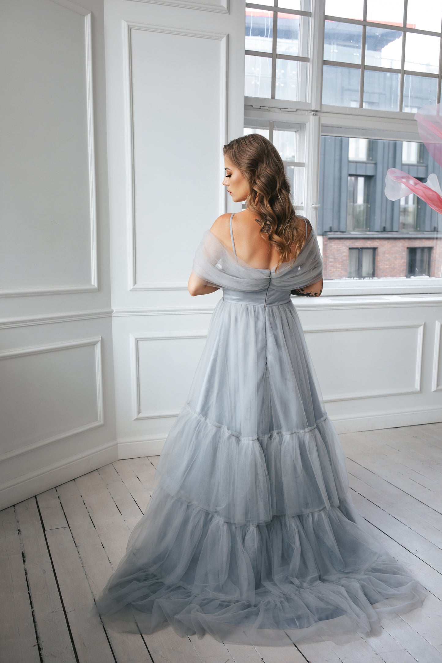 Light Grey Tulle Gown
