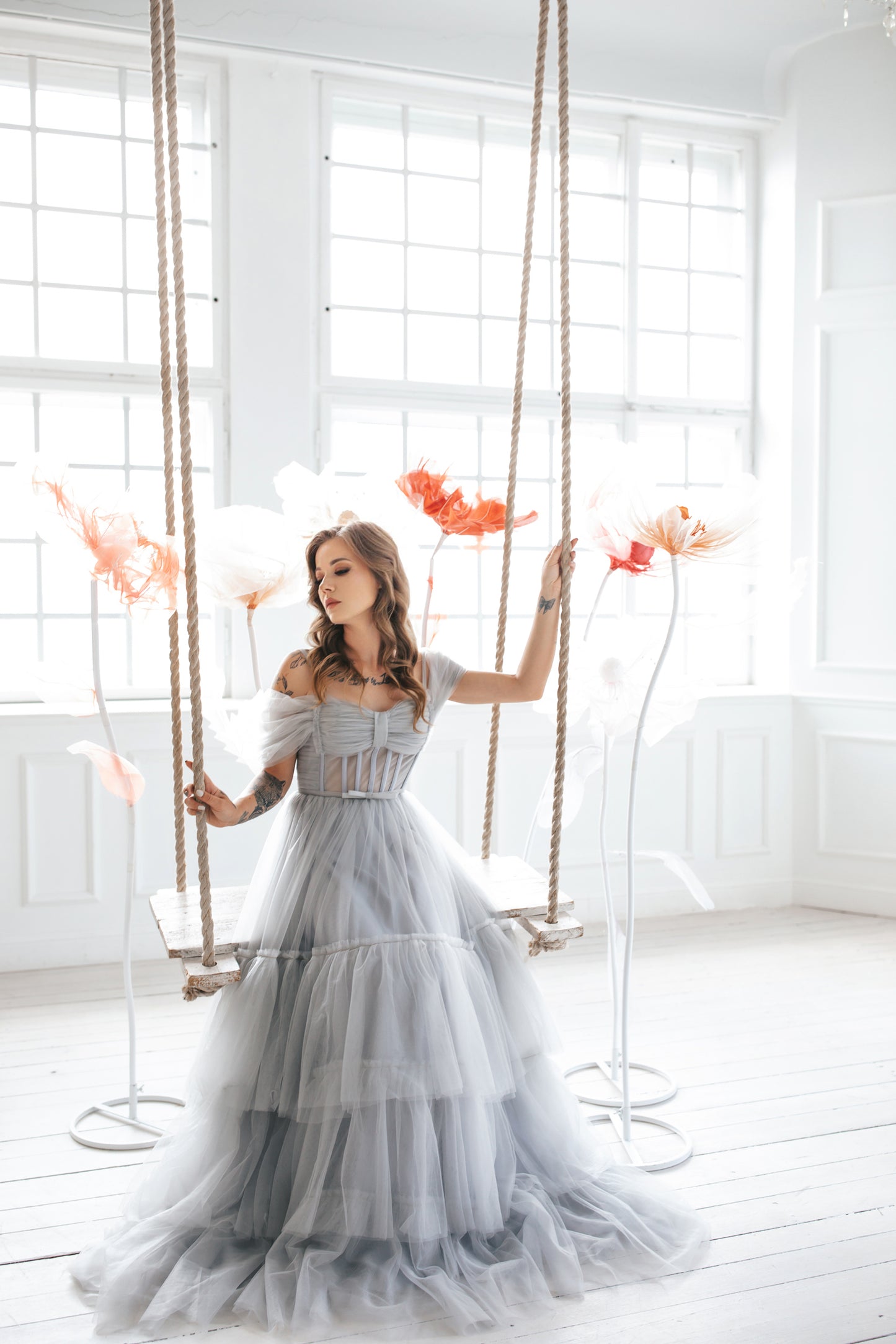 Light Grey Tulle Gown