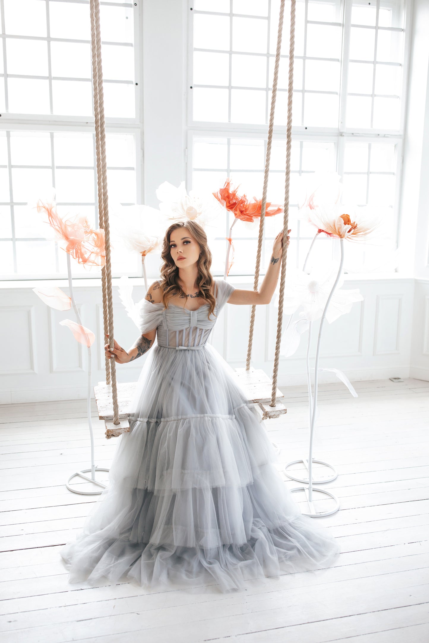 Light Grey Tulle Gown