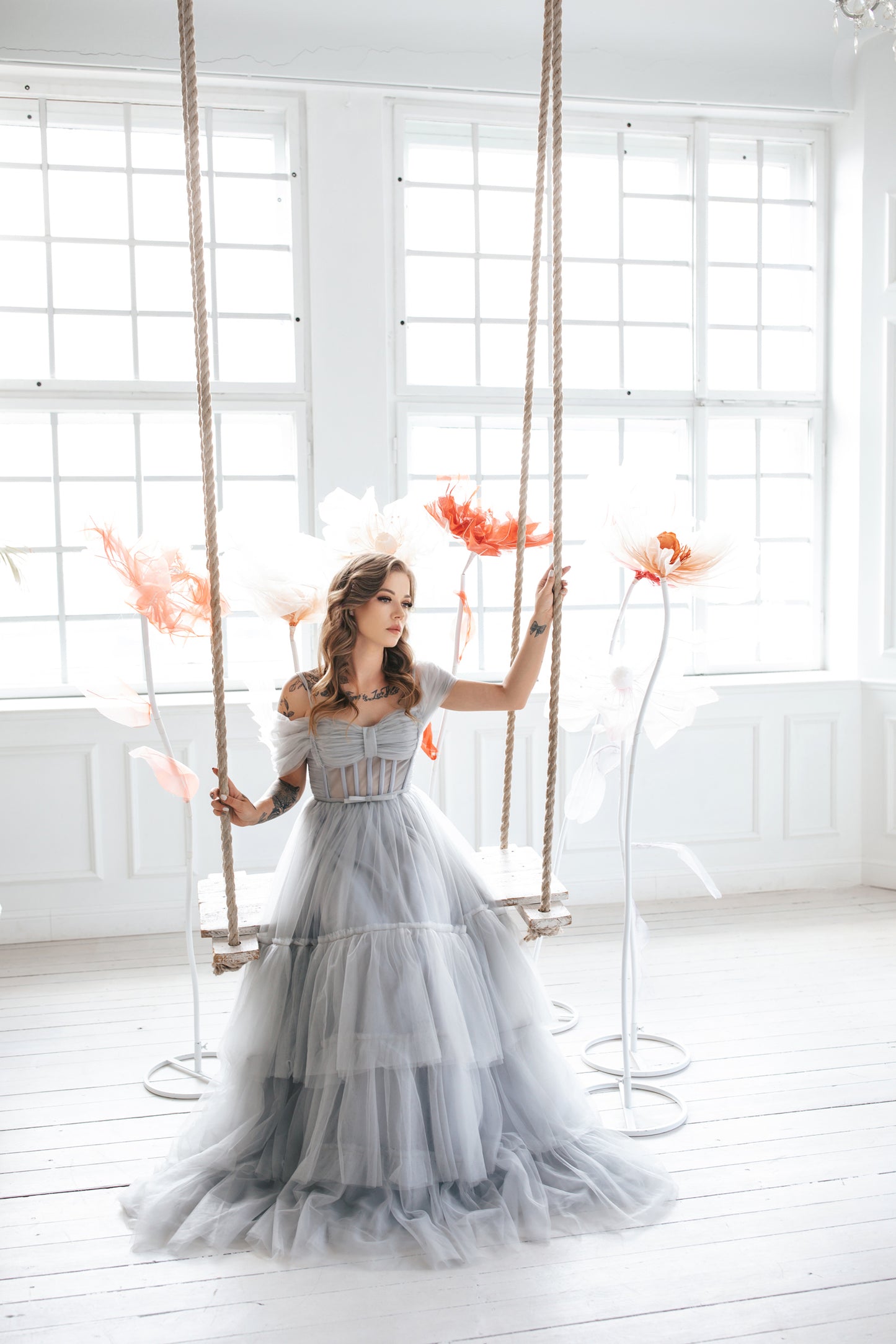 Light Grey Tulle Gown