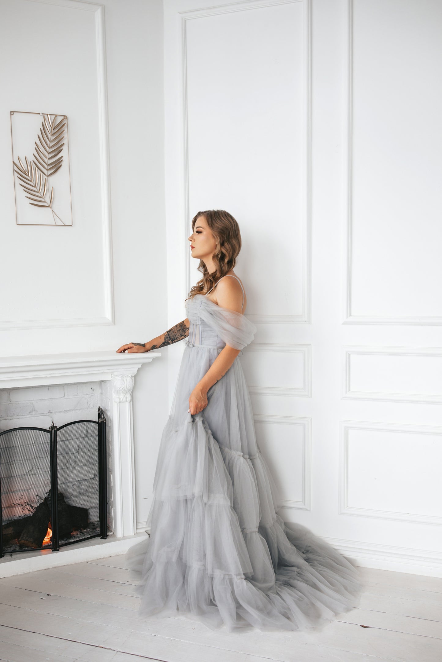 Light Grey Tulle Gown