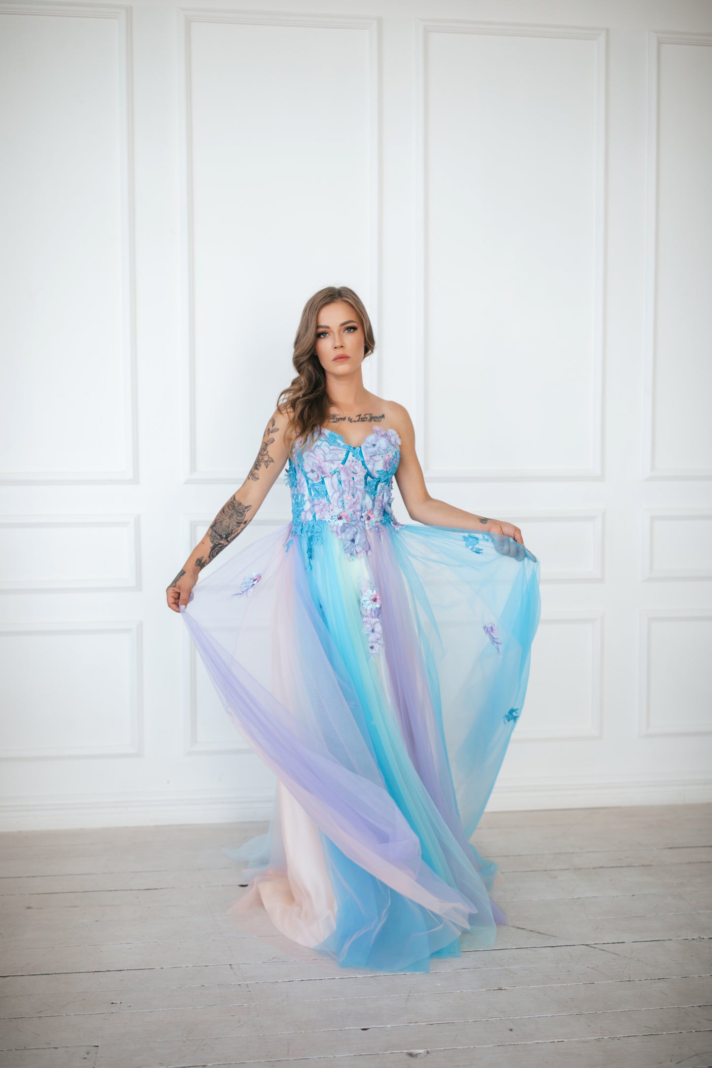 Colourful Fairy Gown With Flowers