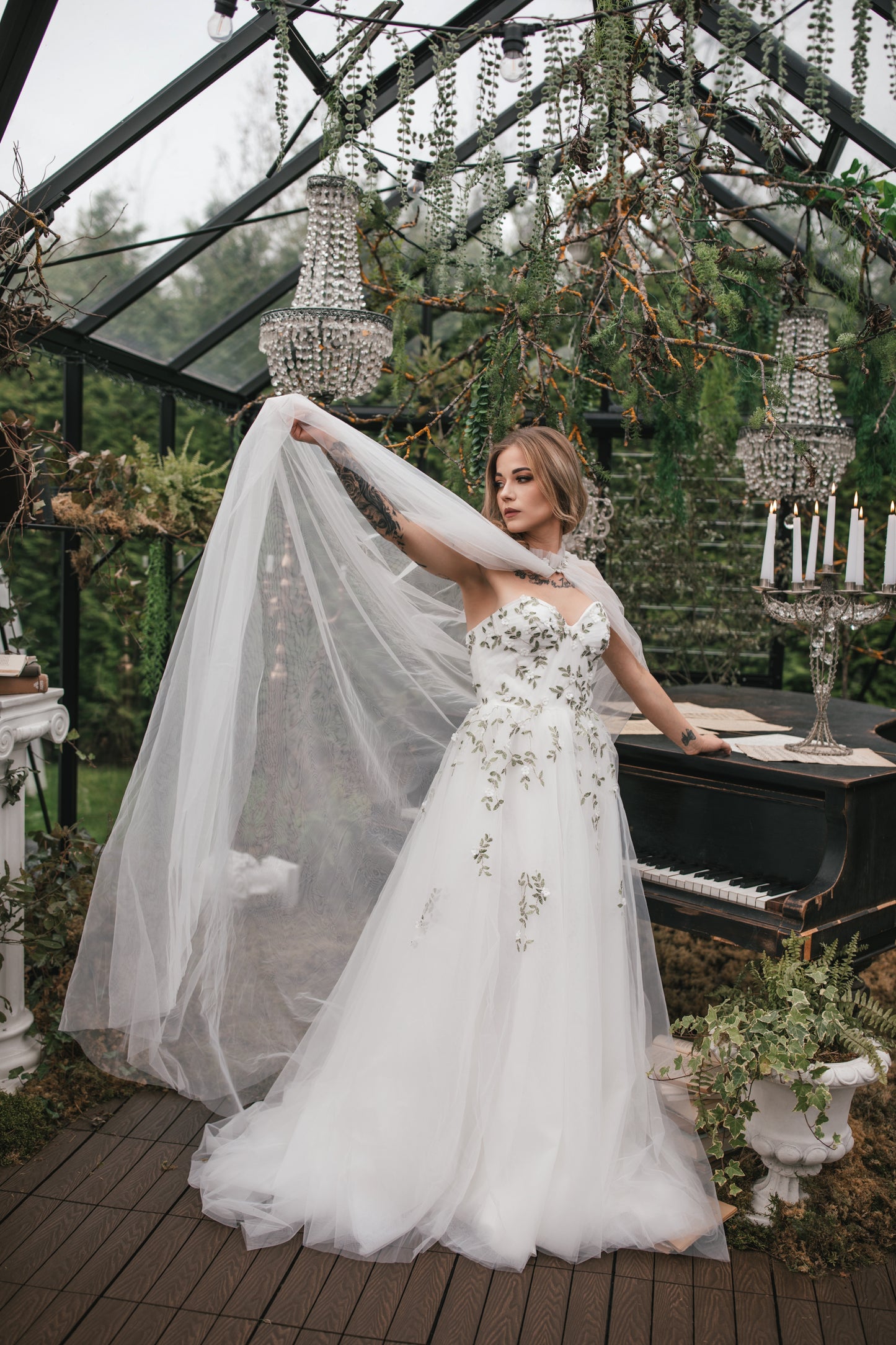 Floral Gown With Cape