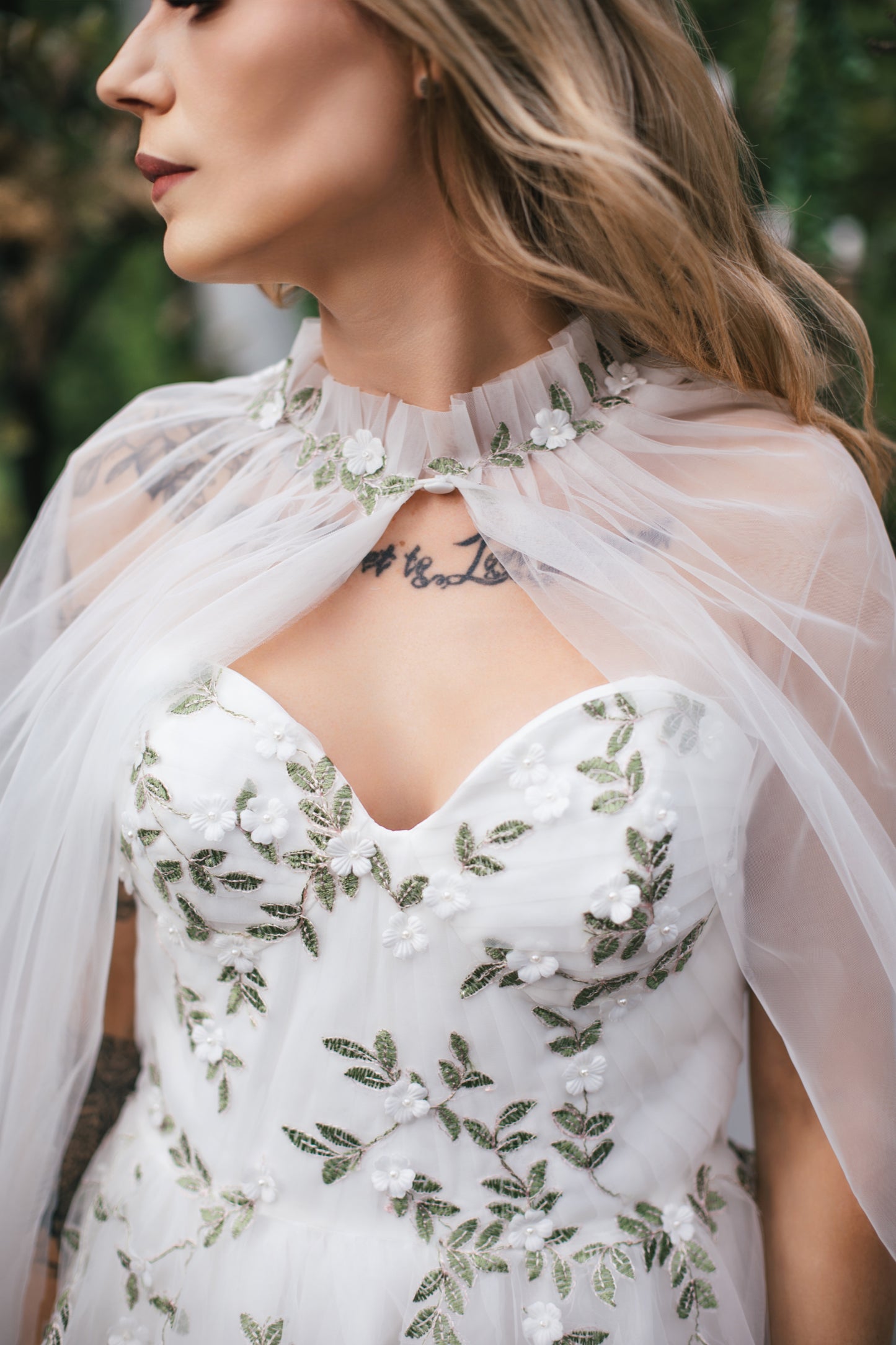 Floral Gown With Cape