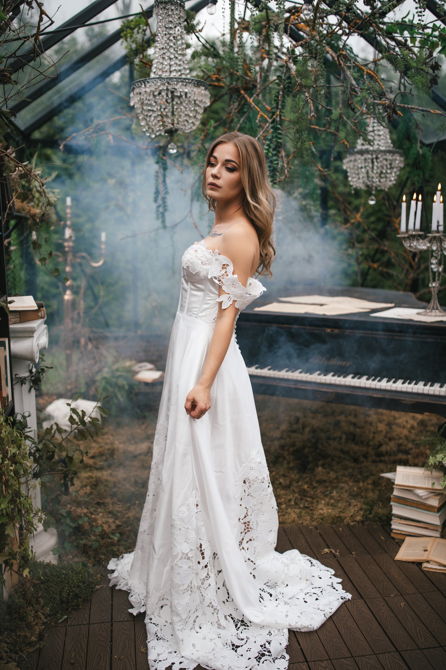 Romantic Satin Dress With Lace