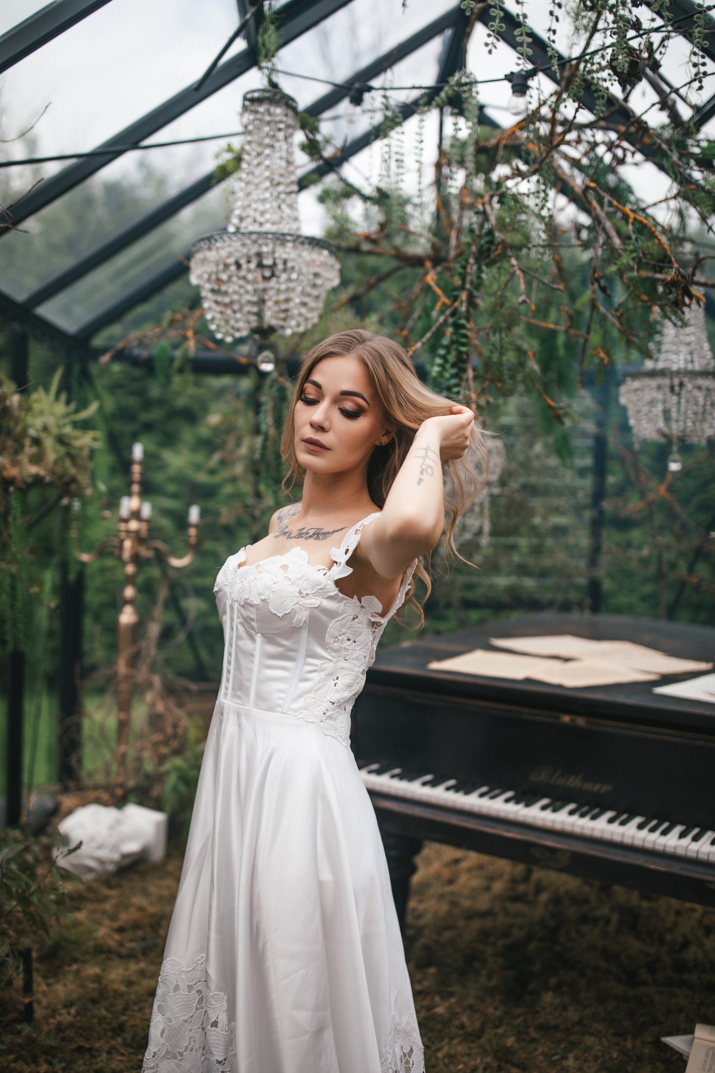 Romantic Satin Dress With Lace