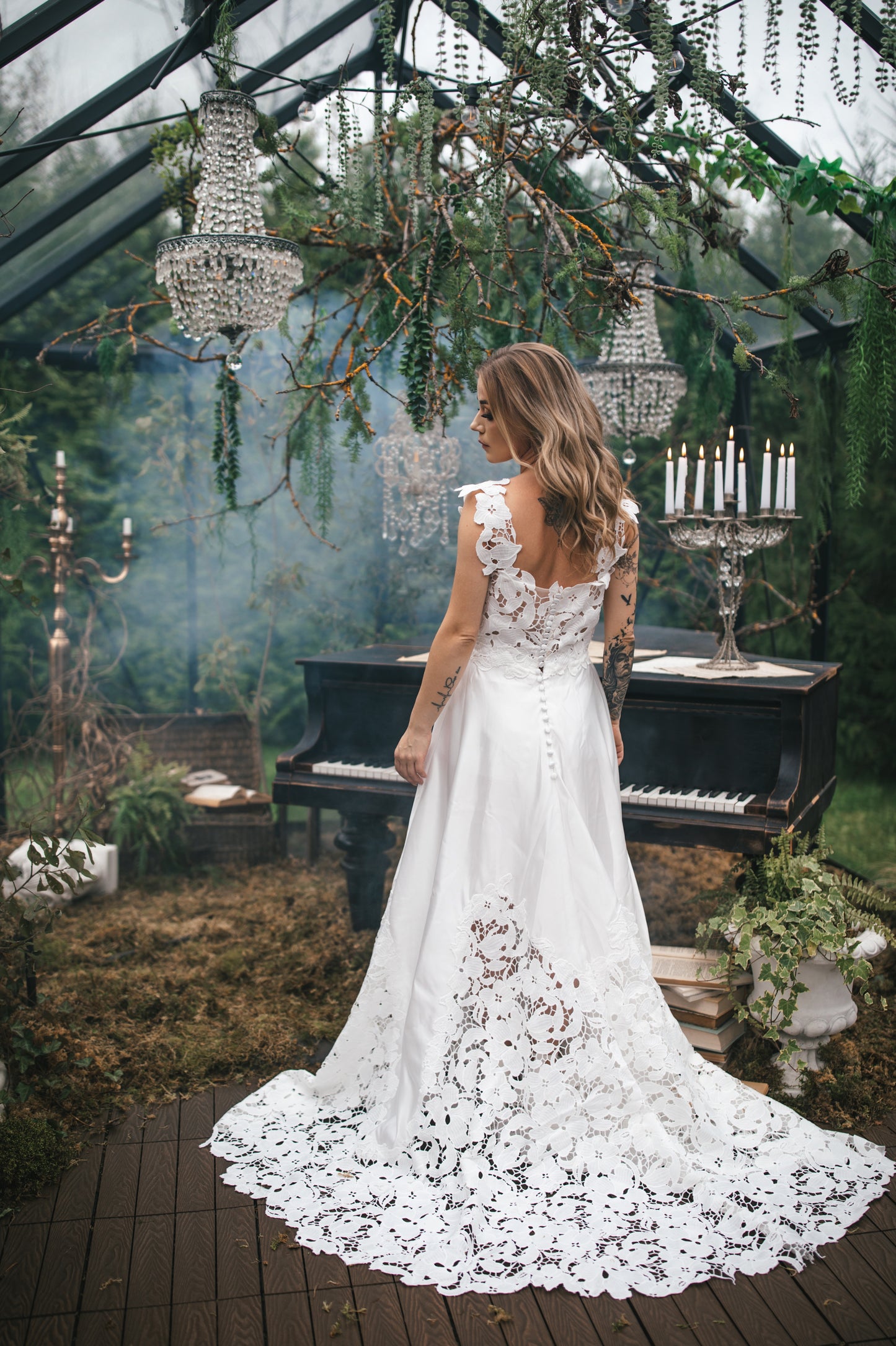 Romantic Satin Dress With Lace