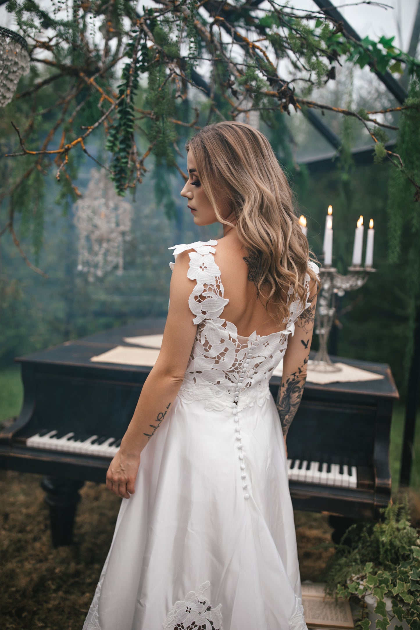 Romantic Satin Dress With Lace
