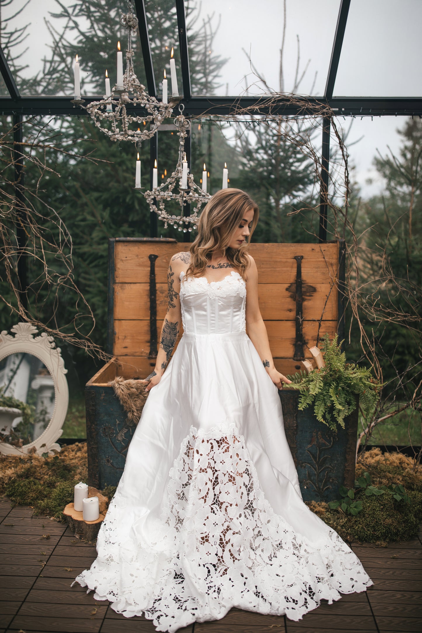 Romantic Satin Dress With Lace