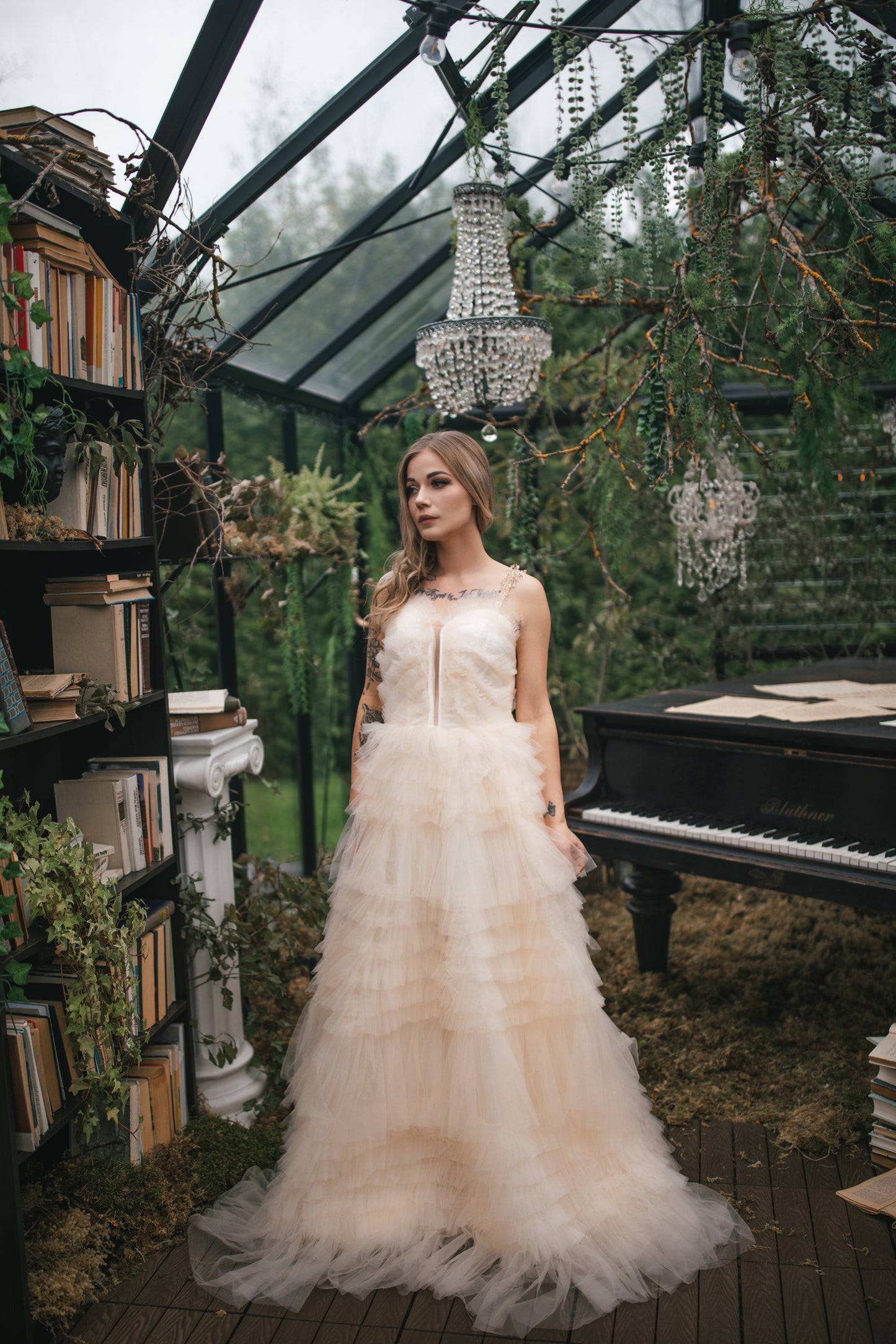Champagne Gown With Ruffles