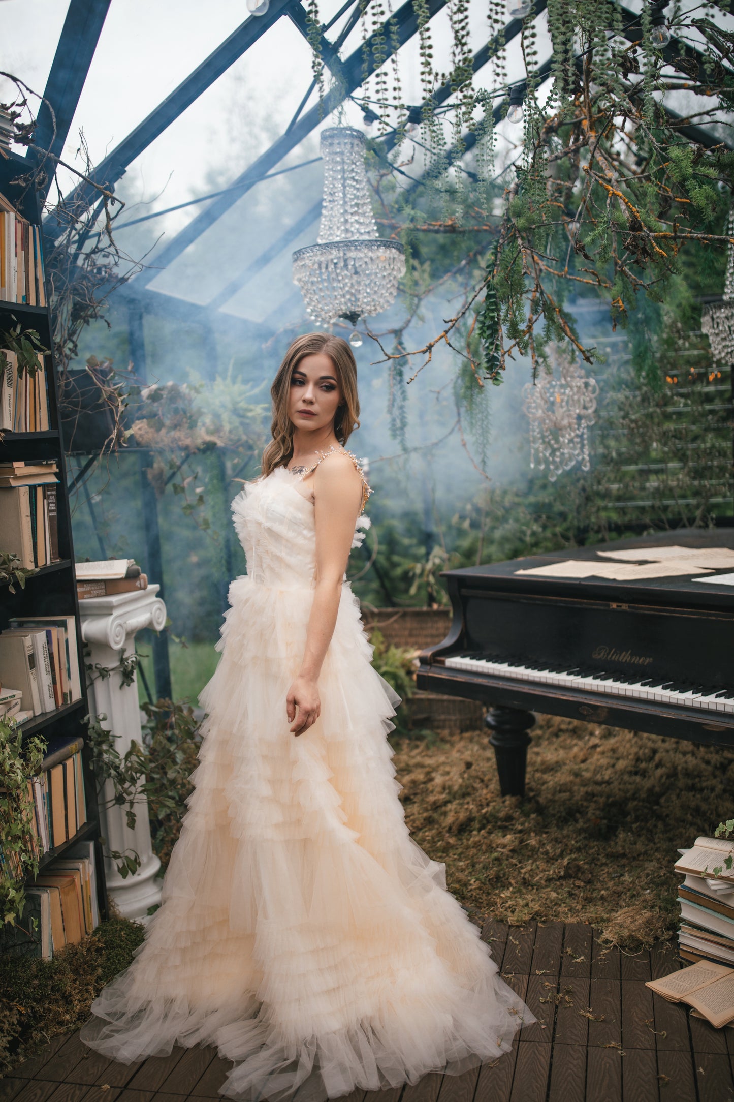 Champagne Gown With Ruffles