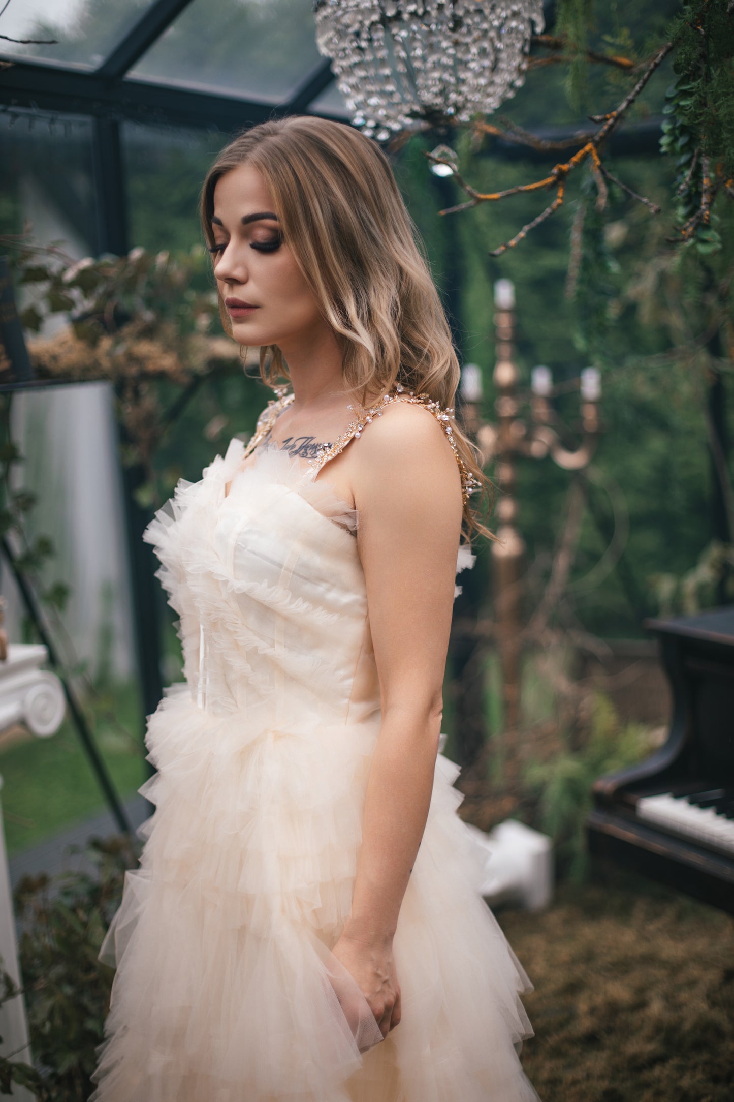 Champagne Gown With Ruffles