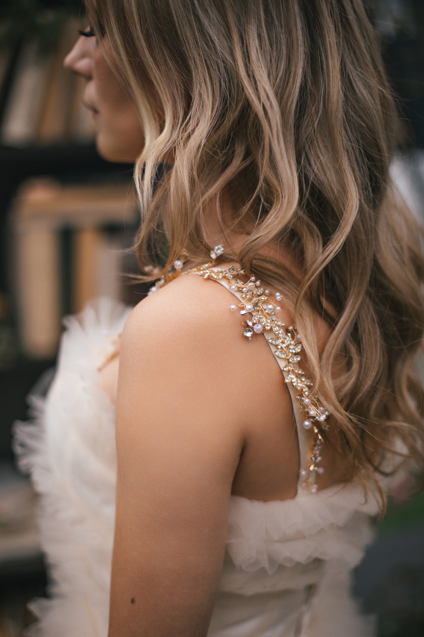 Champagne Gown With Ruffles