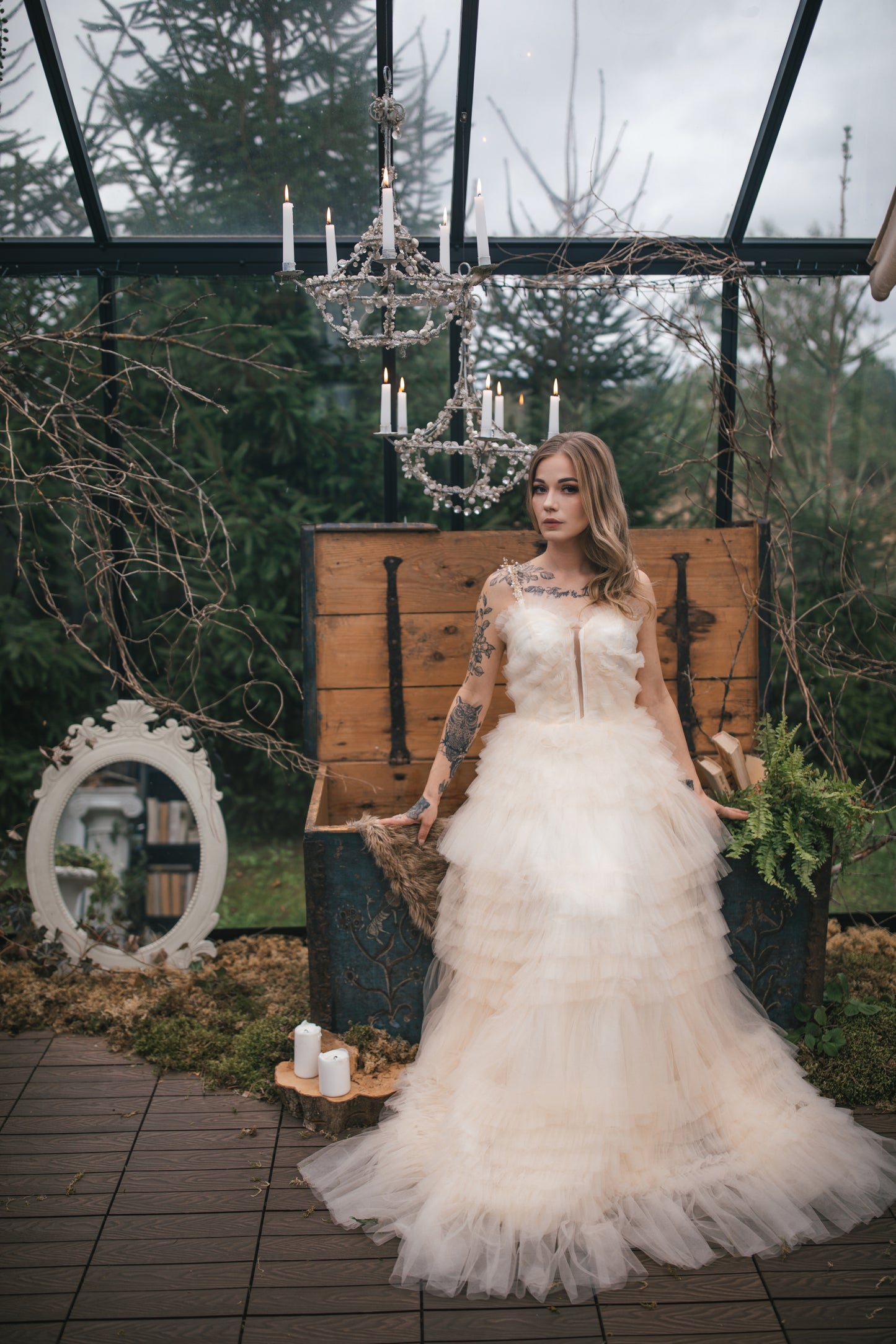 Champagne Gown With Ruffles