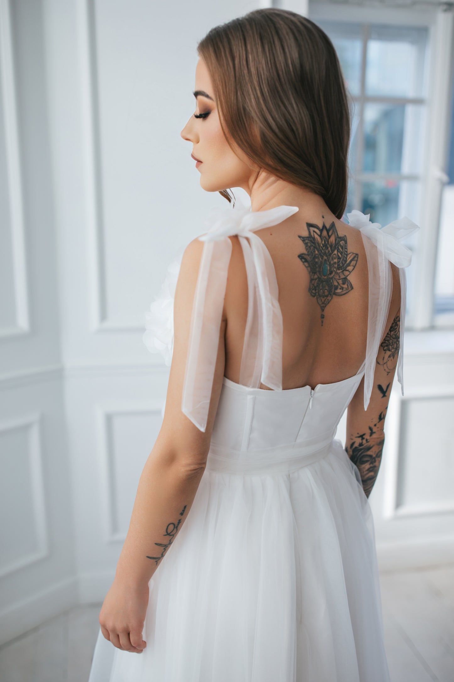 White Midi Dress With Flowers