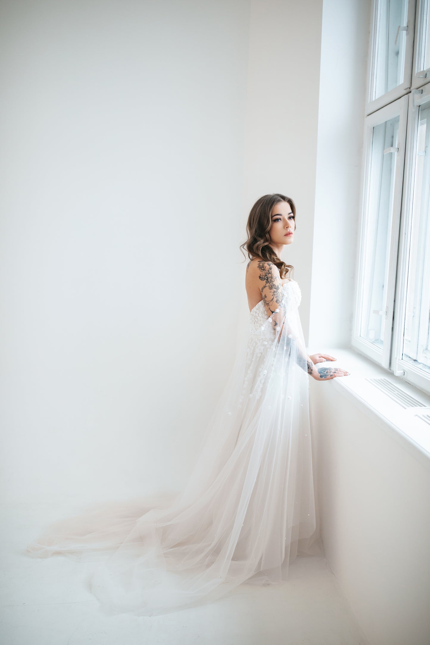 Romantic Gown With Pearls And Flowers