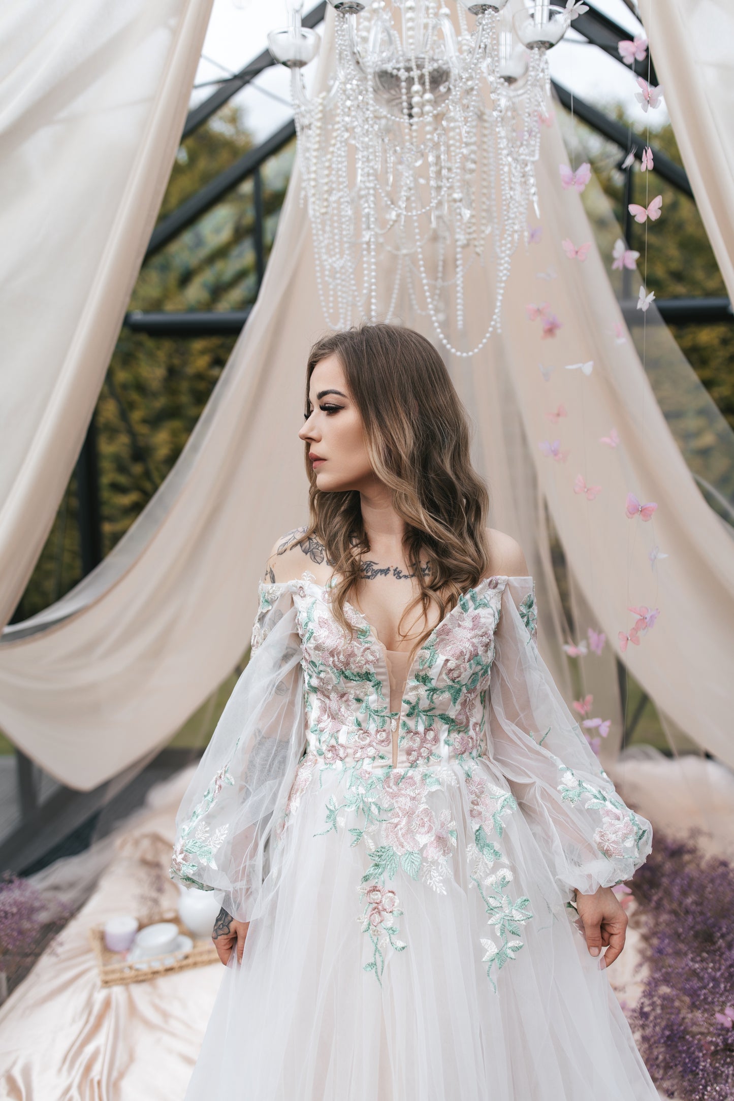 Rosé Embroidered Gown