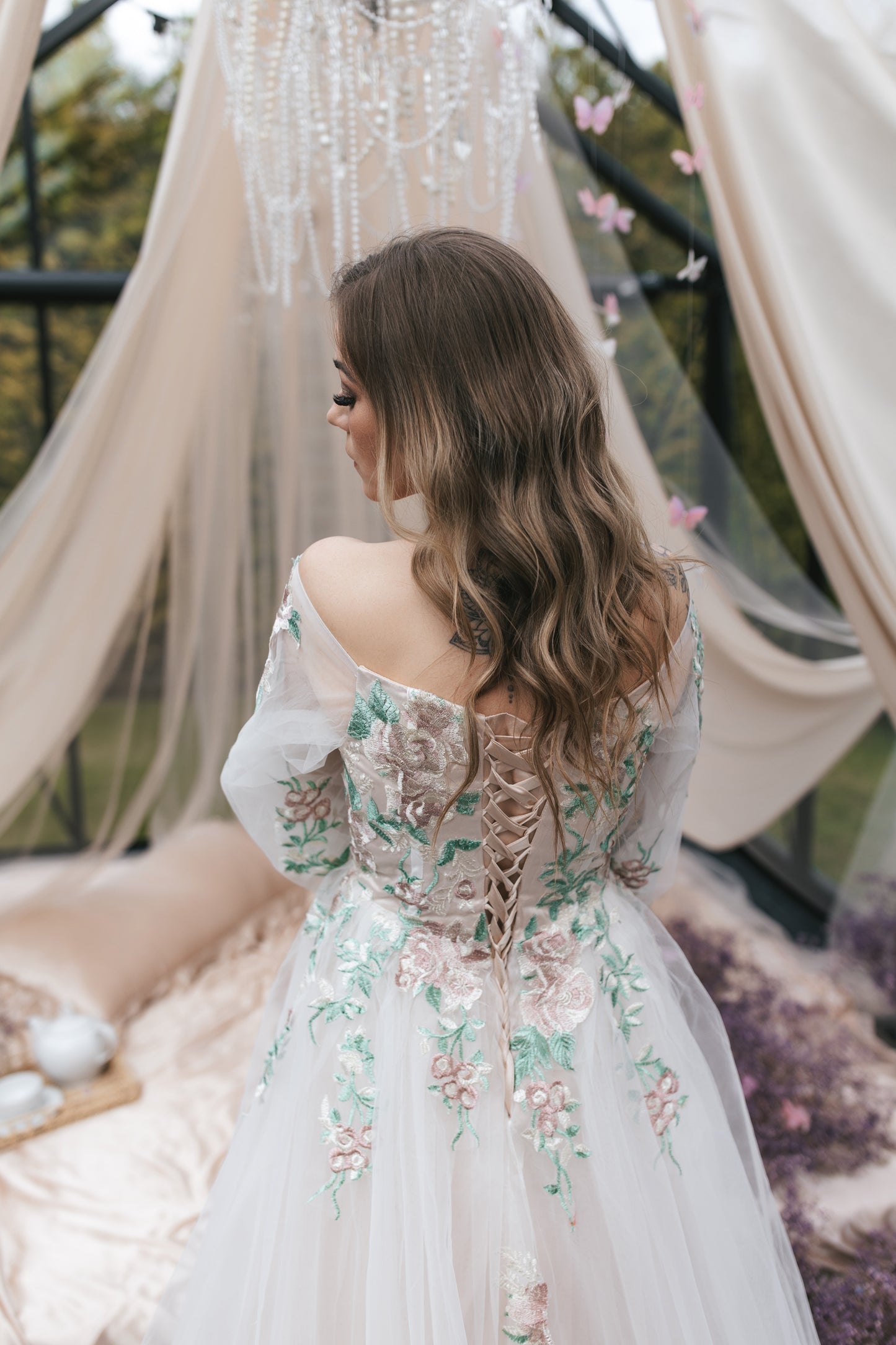 Rosé Embroidered Gown