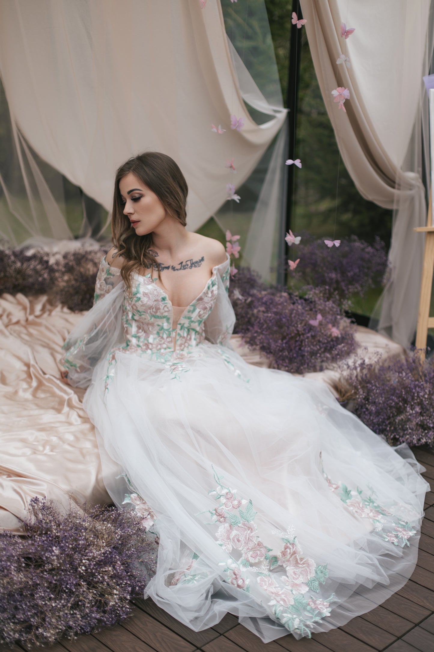 Rosé Embroidered Gown