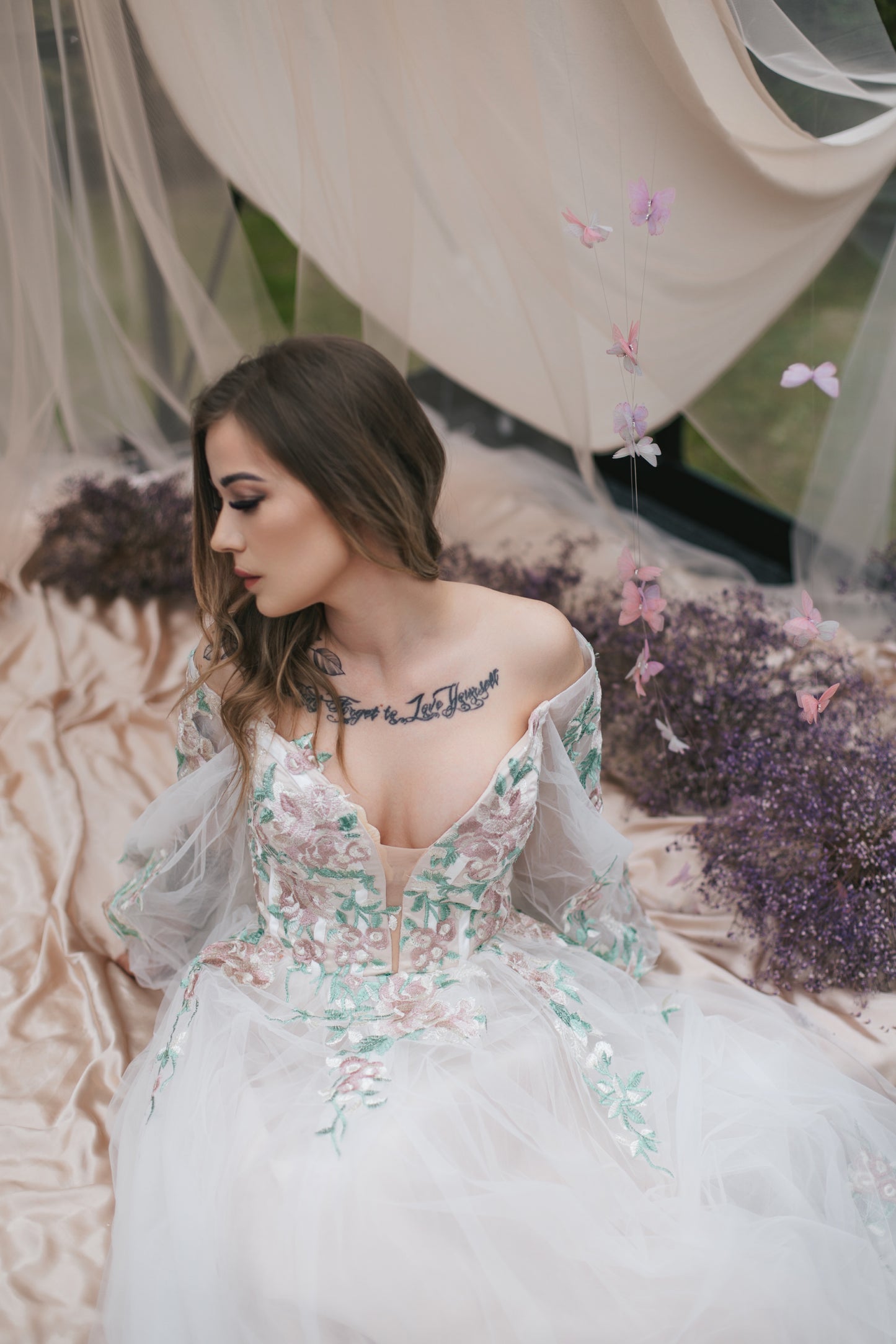 Rosé Embroidered Gown