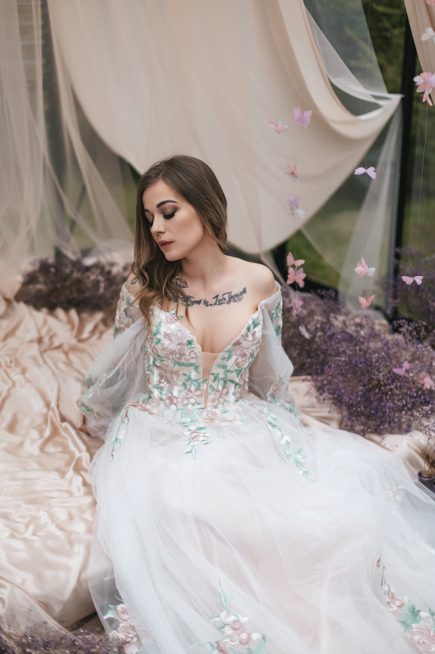 Rosé Embroidered Gown